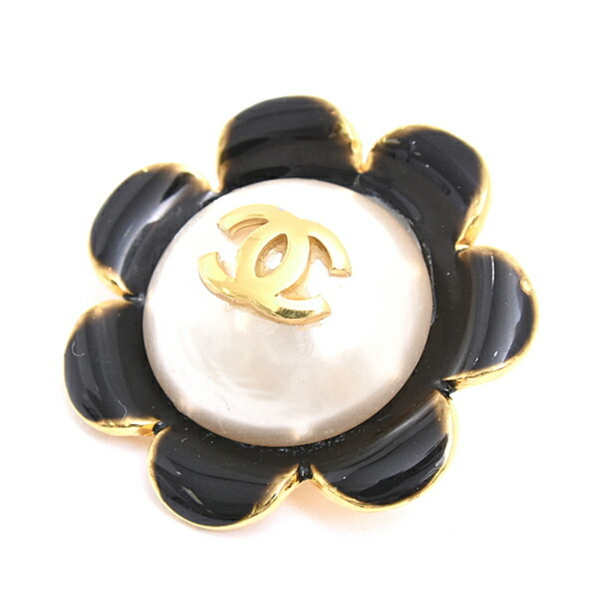 CC Logo Flower Brooch Metal