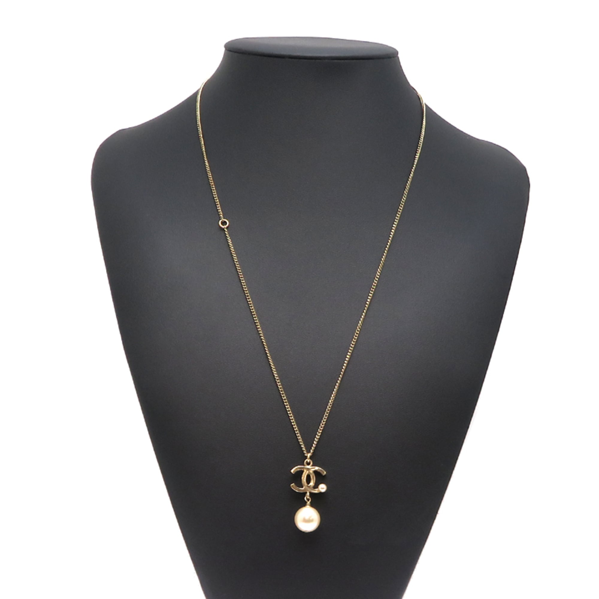 CC Logo Pendant Necklace Gold-Tone Metal