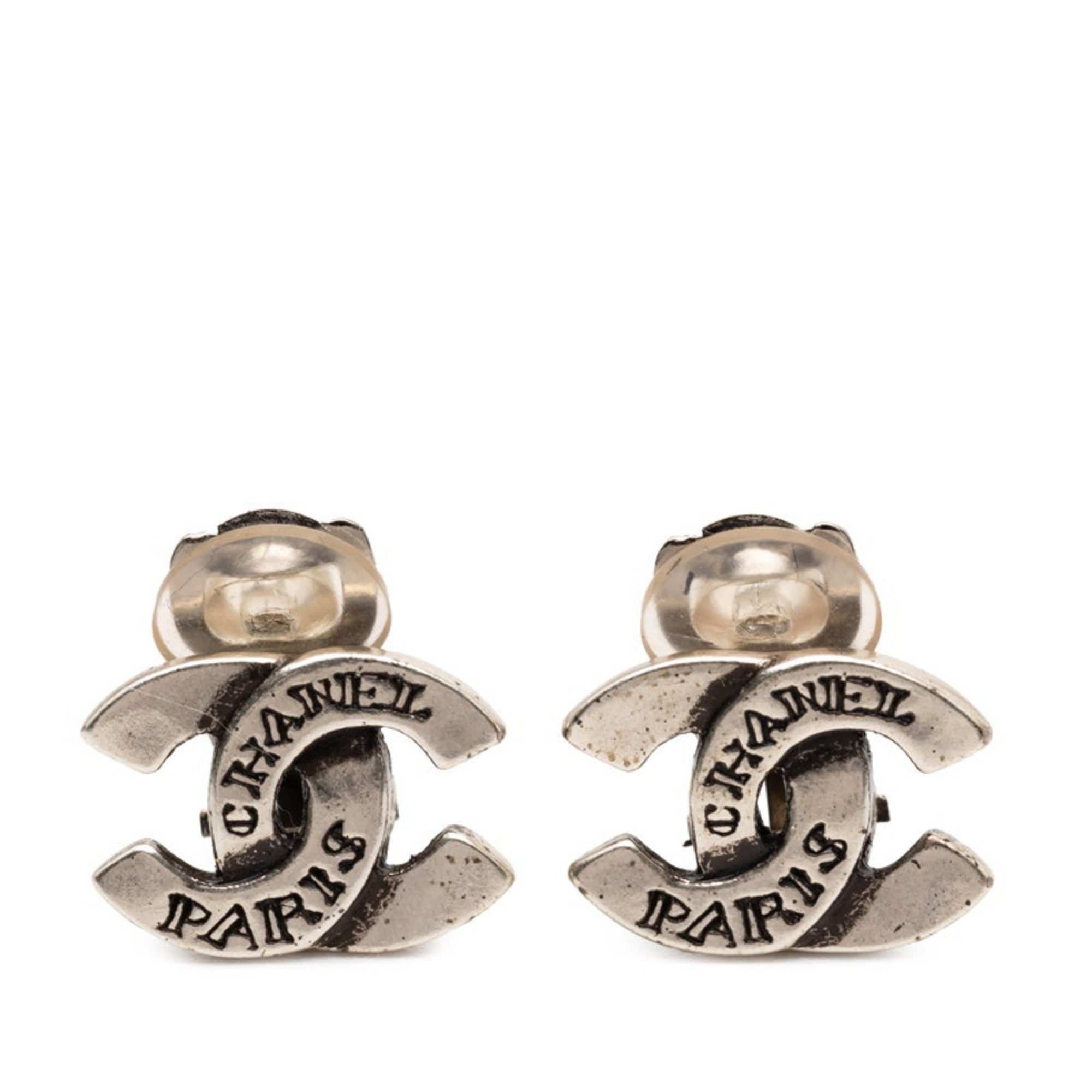 CC Logo Clip-On Earrings Silver-Tone Metal Silver-Tone Metal