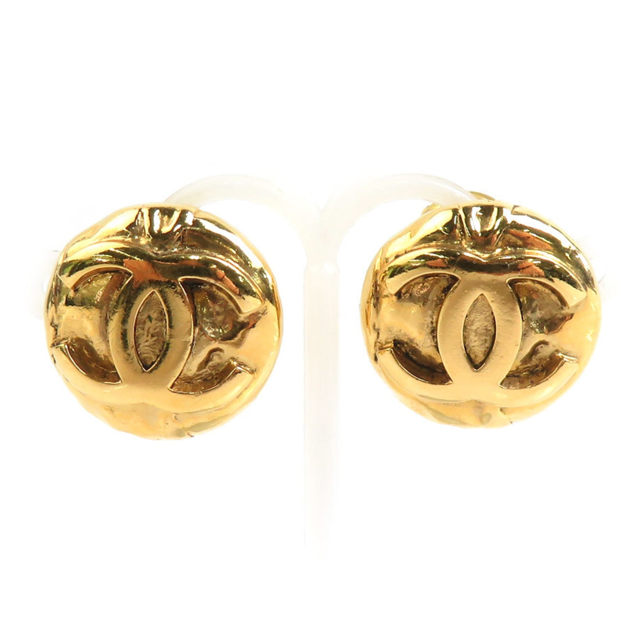 CC Logo Clip-On Earrings Gold-Tone Metal Gold-Tone Metal
