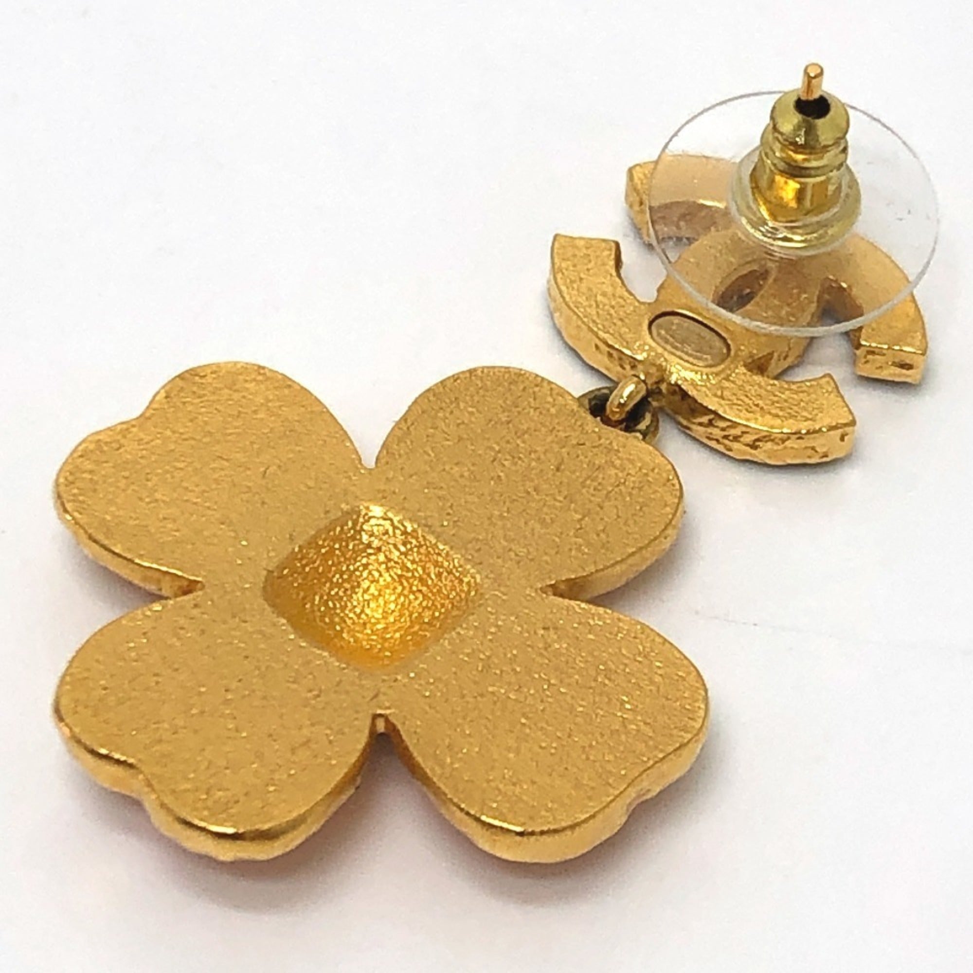 CC Logo Flower Earrings Gold-Tone Metal Gold-Tone Metal