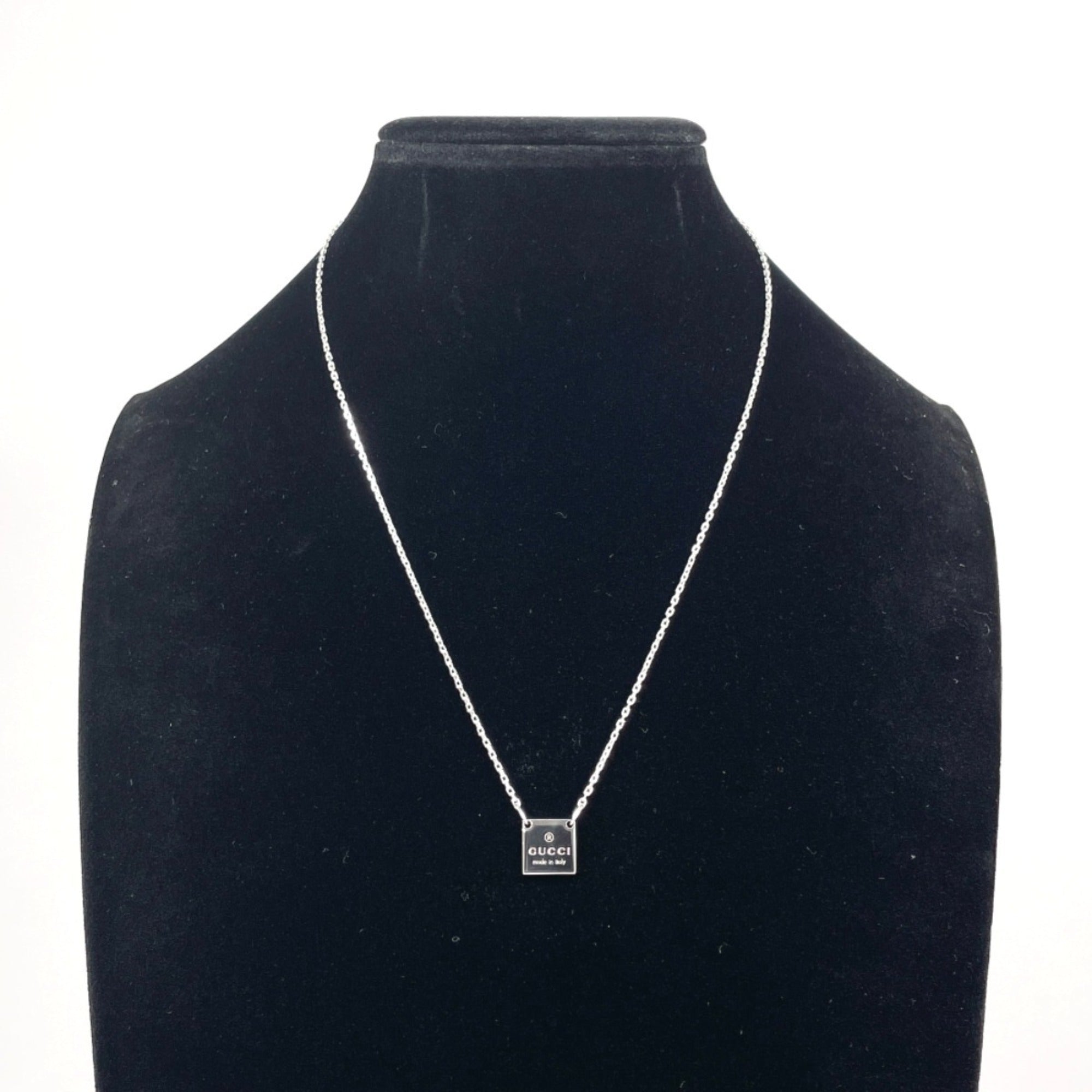 Square Plate Pendant Necklace Sterling Silver