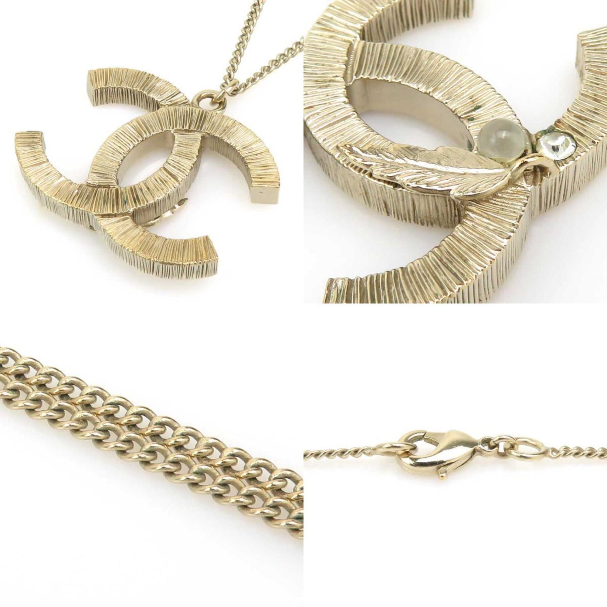 CC Logo Pendant Necklace Gold-Tone Metal
