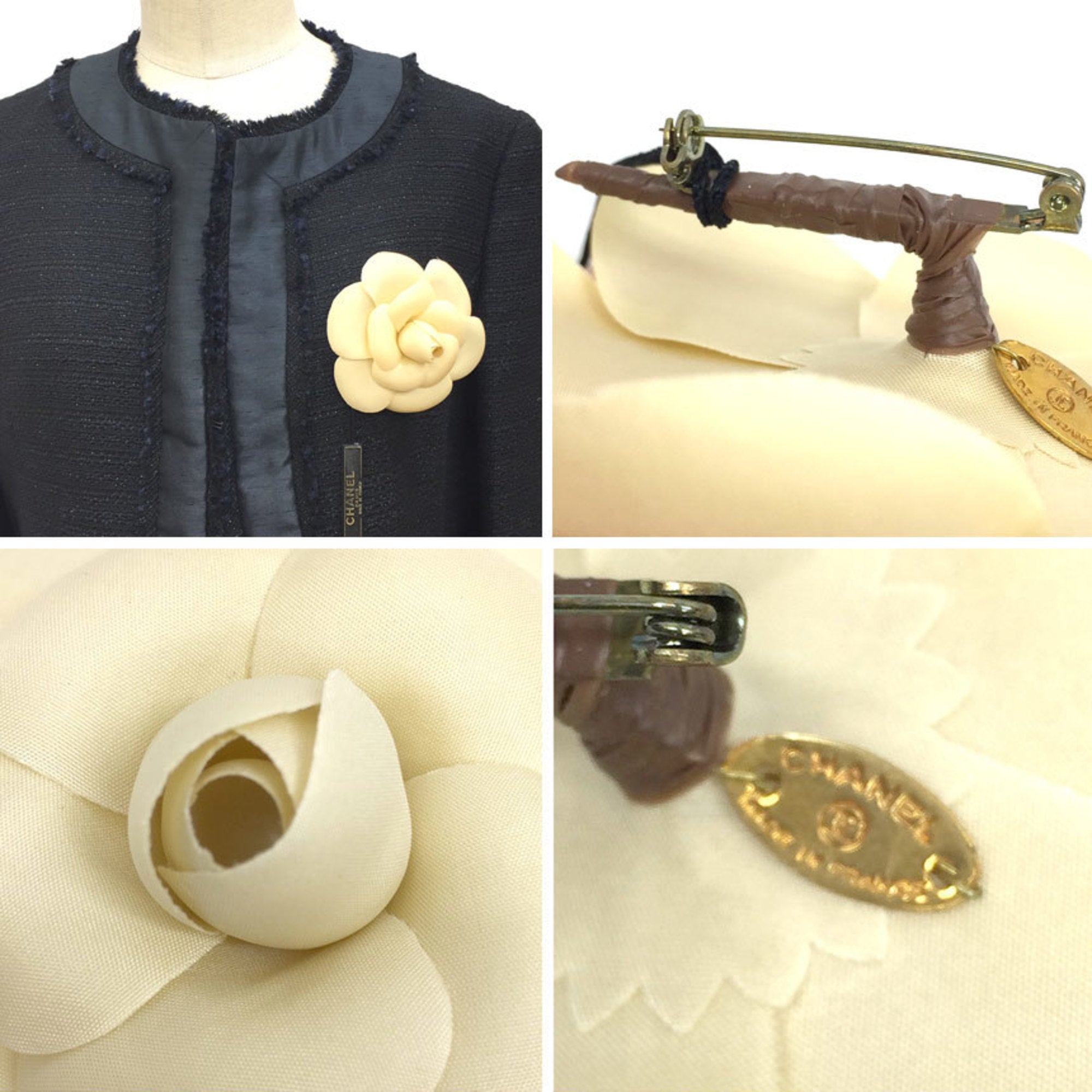 Camellia Corsage Brooch Cream Ivory White