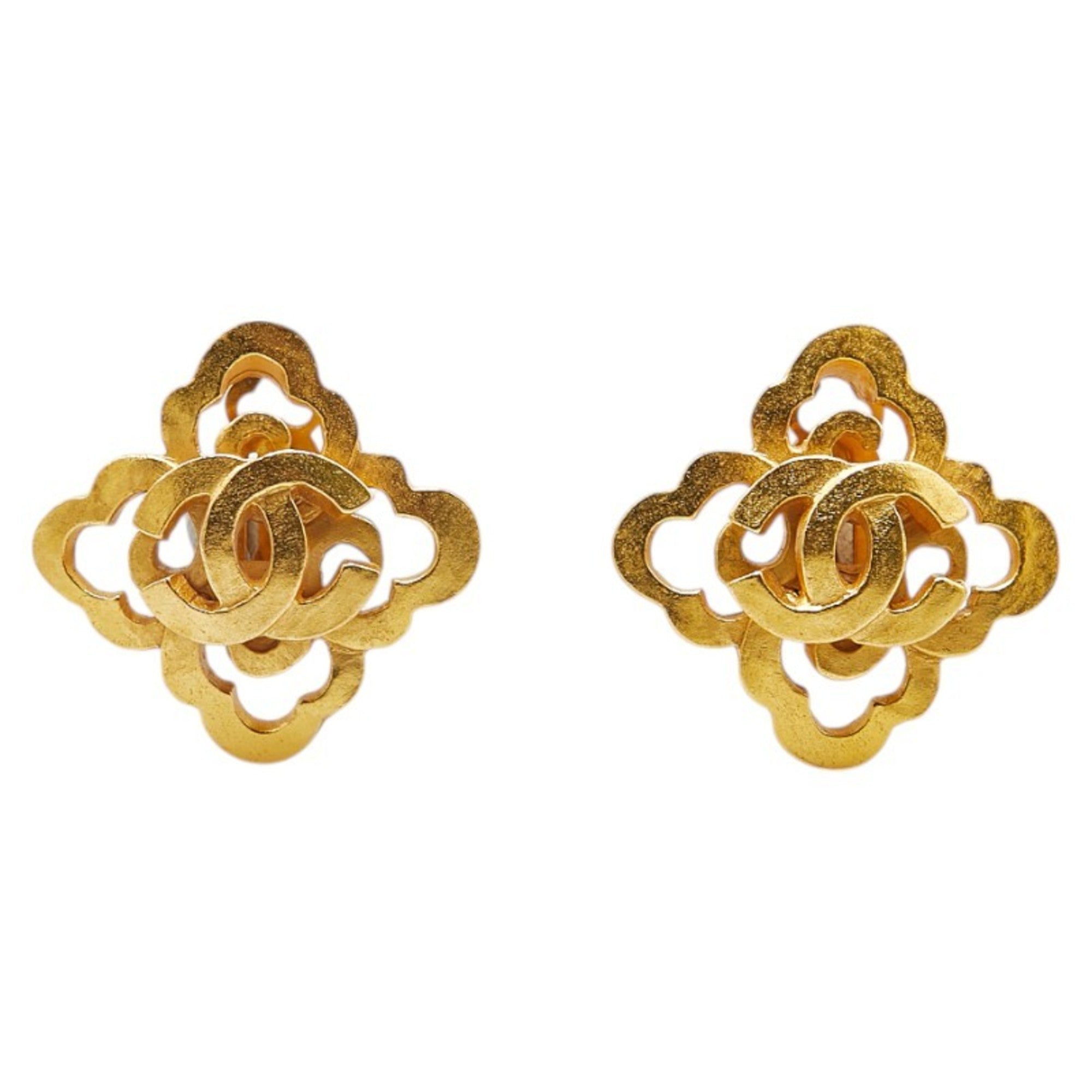 CC Logo Clip-On Earrings Metal Gold-Tone Metal