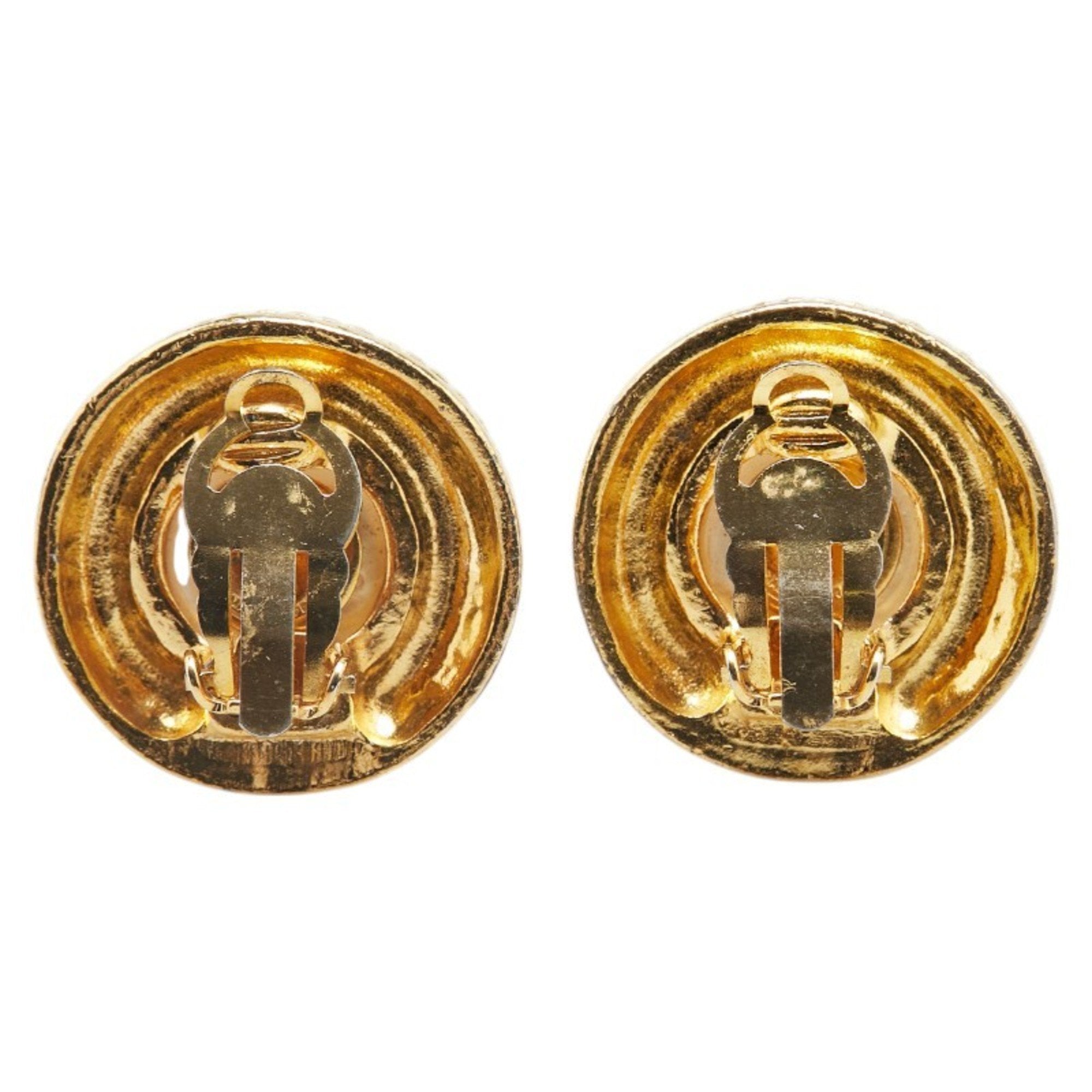 Earrings Pearl Gold-Tone Metal