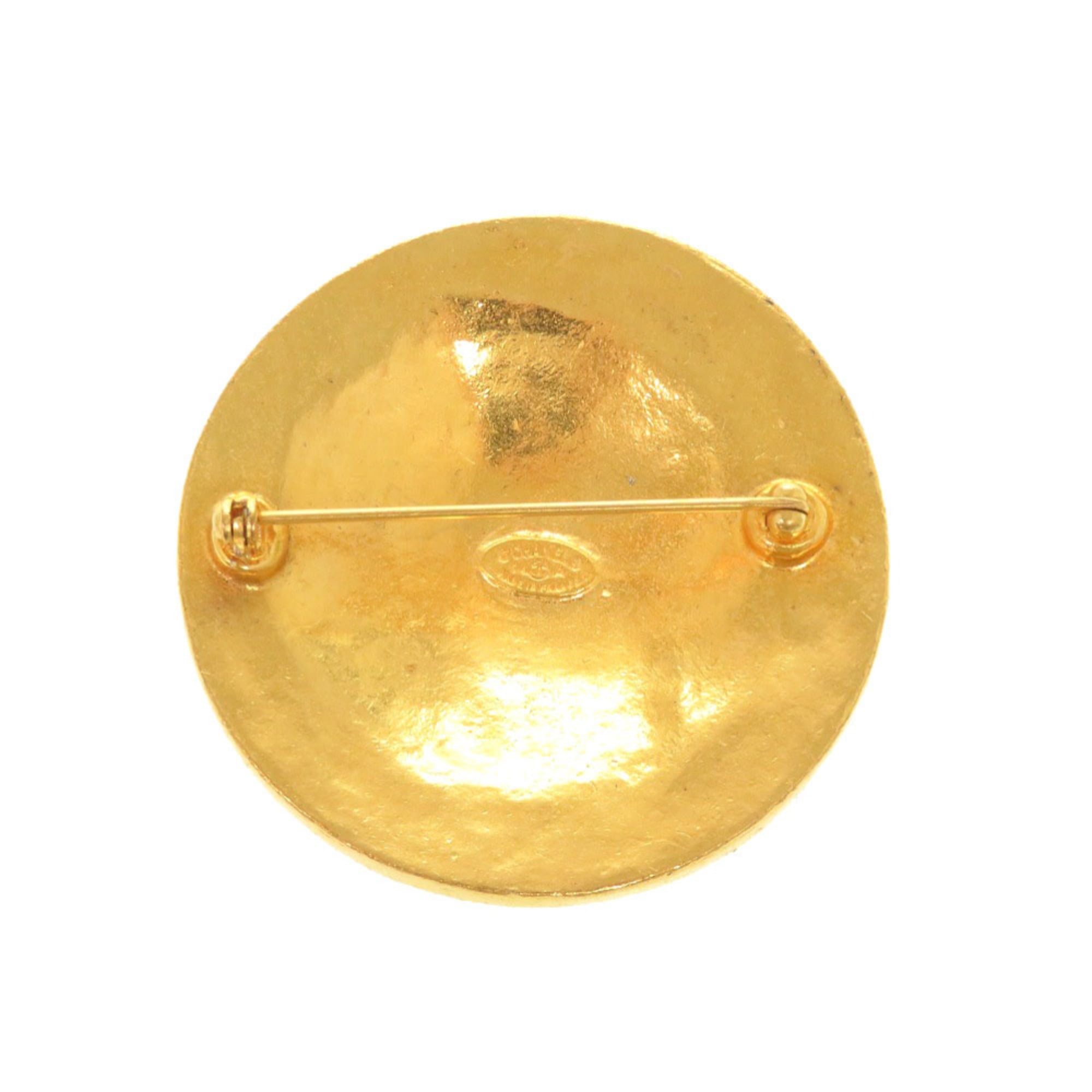 CC Logo Brooch Gold-Tone Metal
