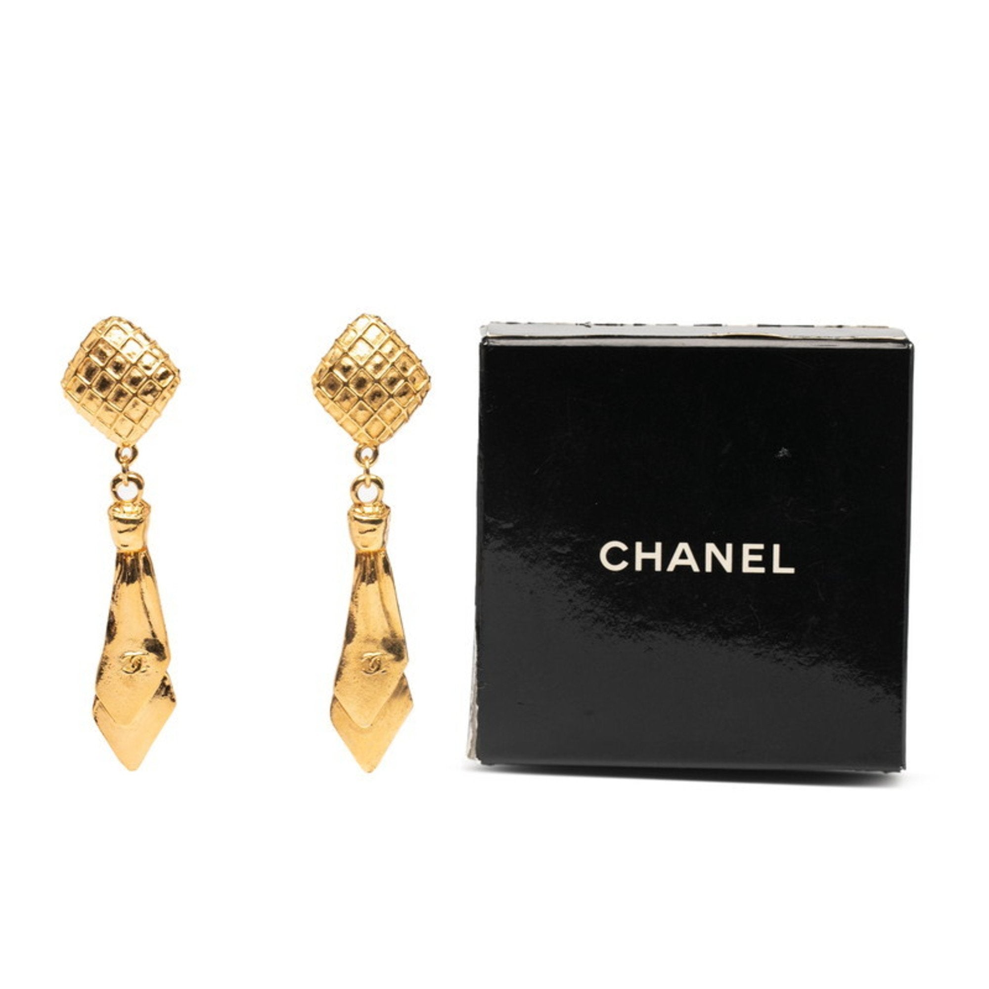 CC Logo Clip-On Earrings Metal Gold-Tone Metal