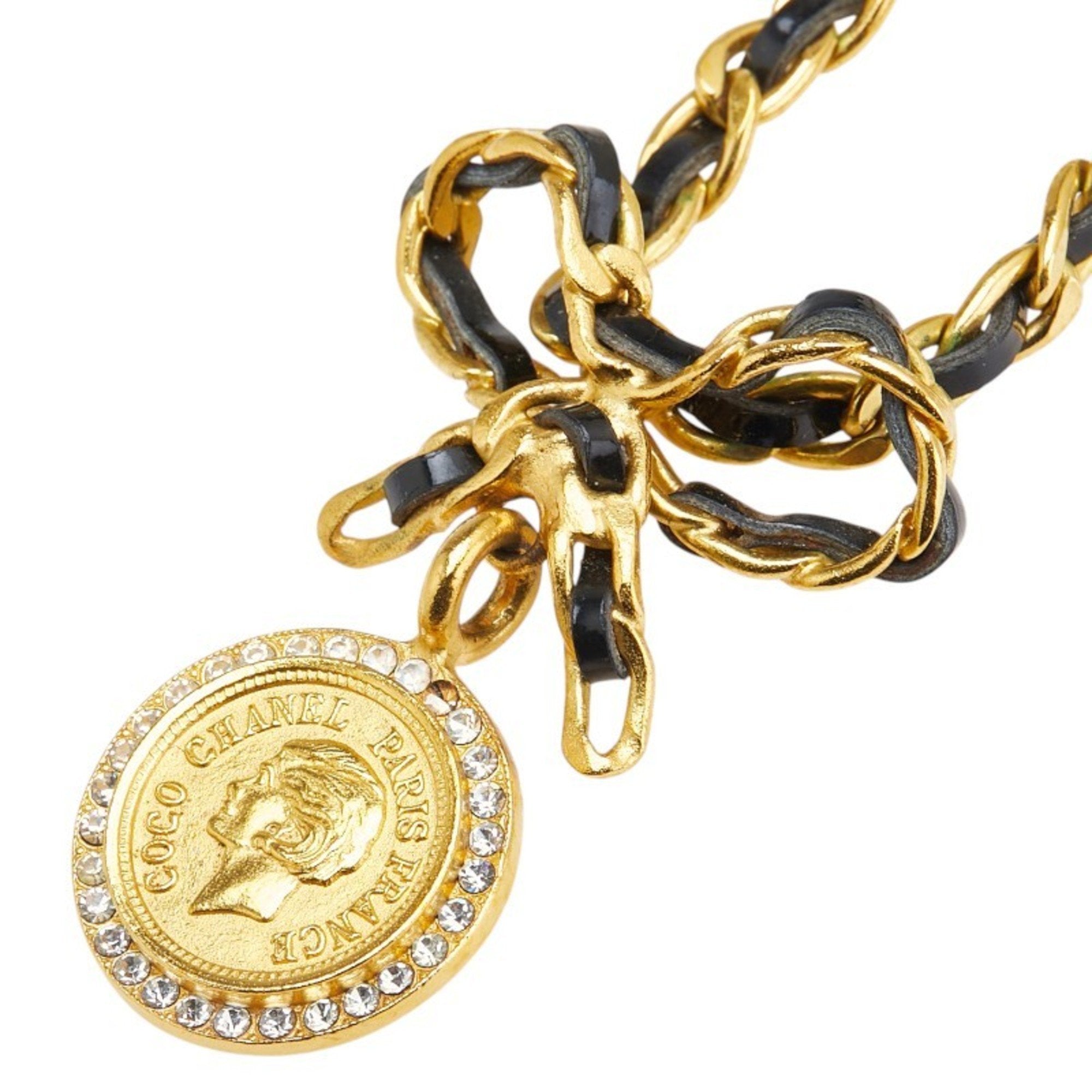 Vintage Choker Necklace Metal Coin Rhinestone