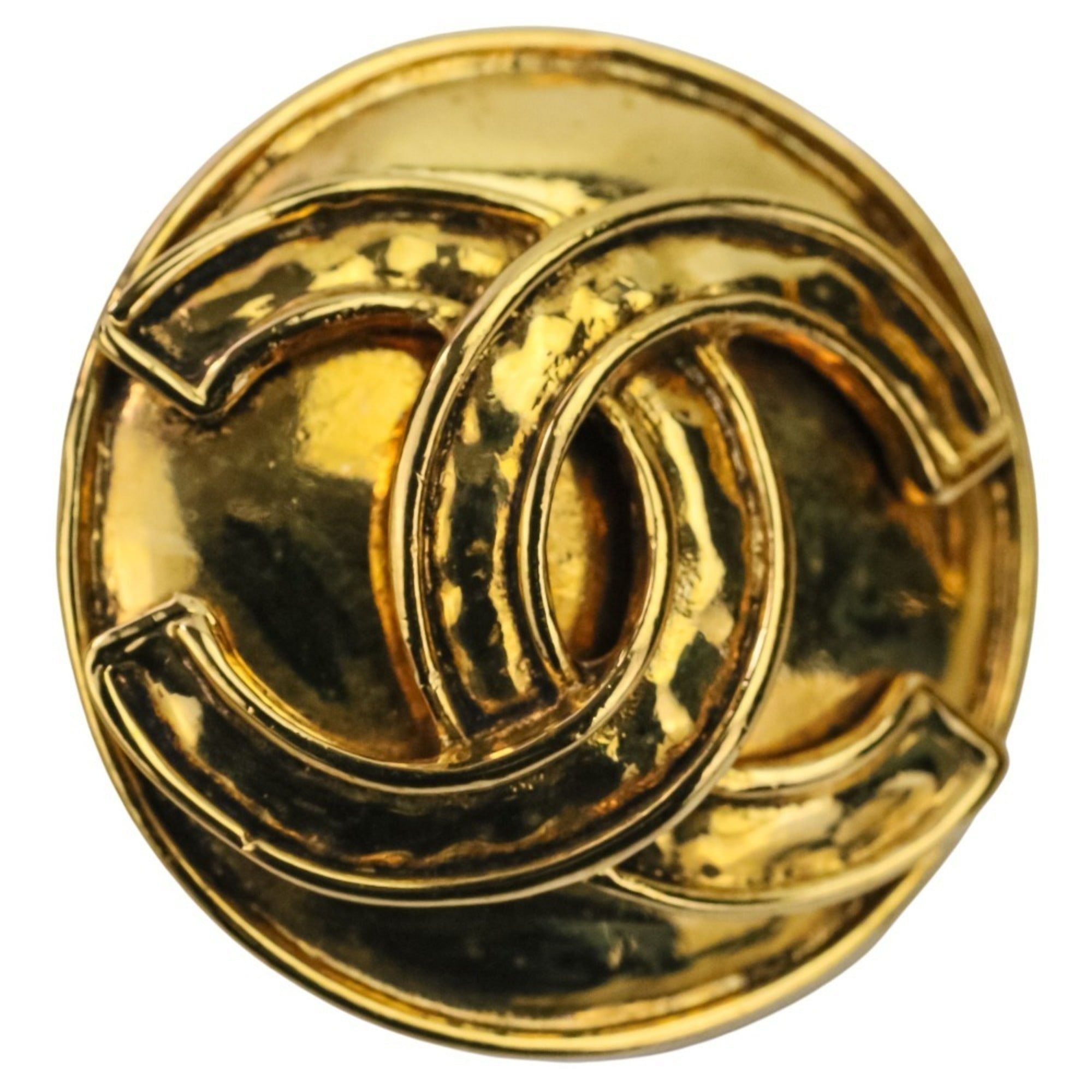 CC Logo Circle Clip-On Earrings Metal Gold-Tone Metal