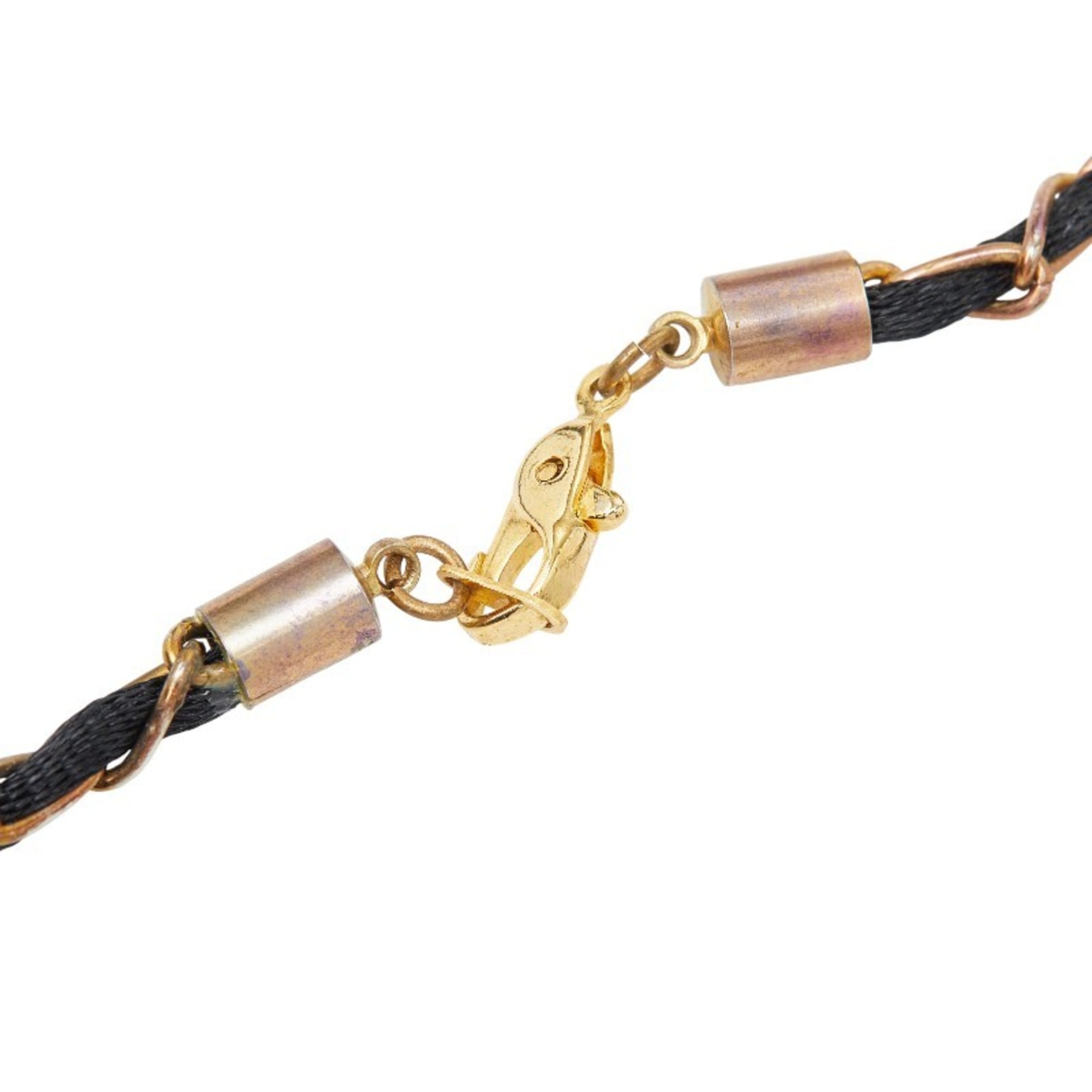 Pendant Necklace Nylon Black and Gold