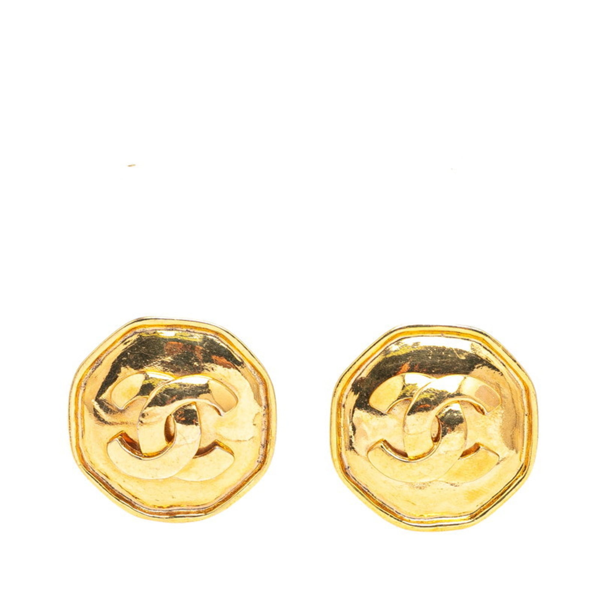 CC Logo Clip-On Earrings Metal Gold-Tone Metal