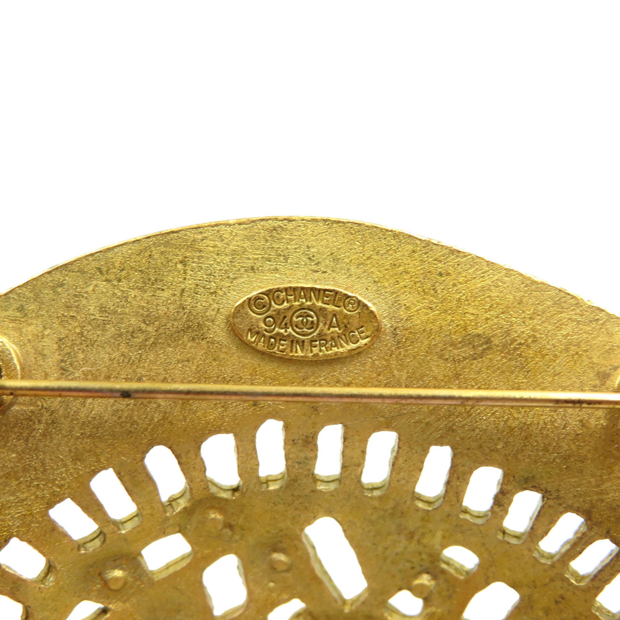 Vintage Straw Hat Brooch Metal Gold