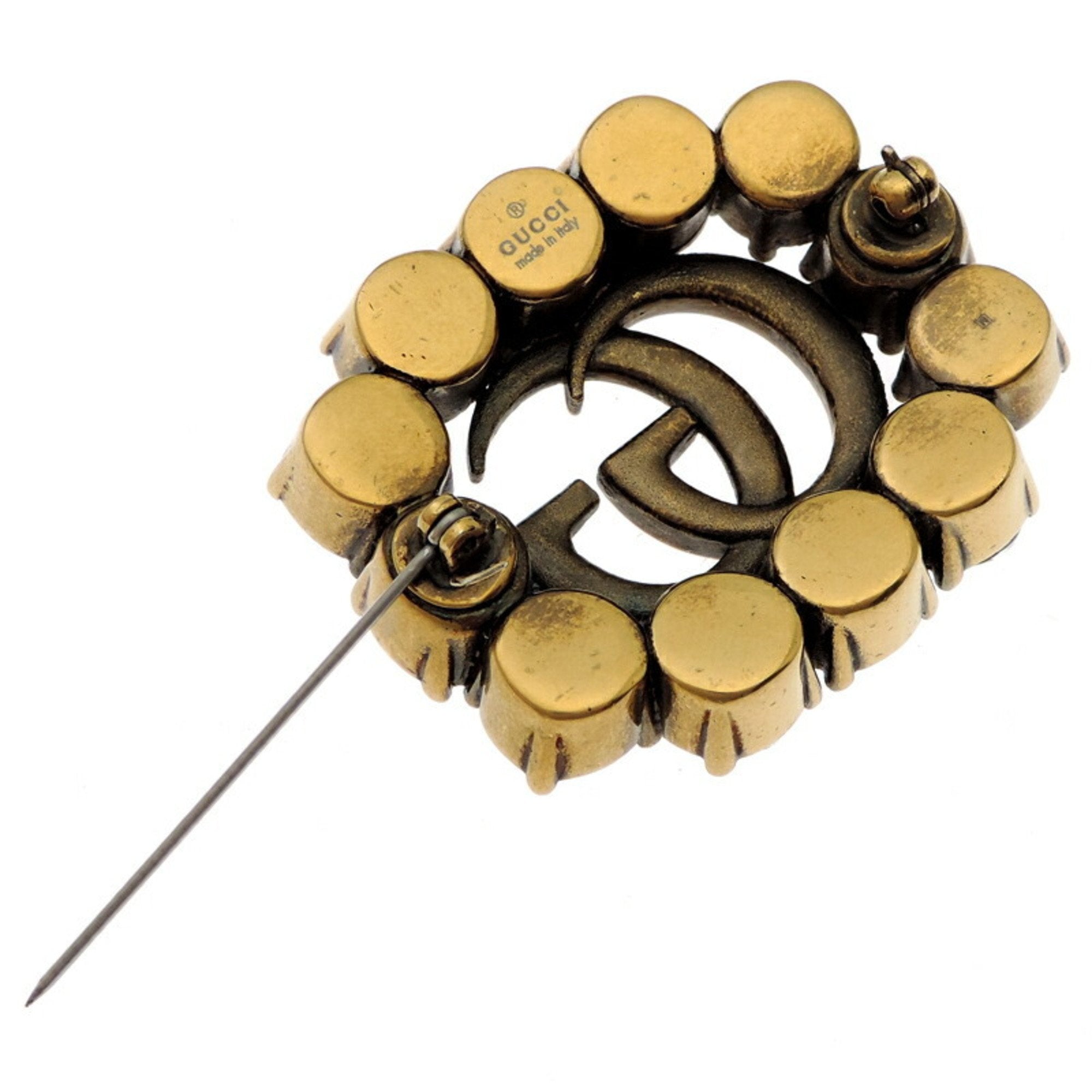Double G Brooch Metal and Crystal