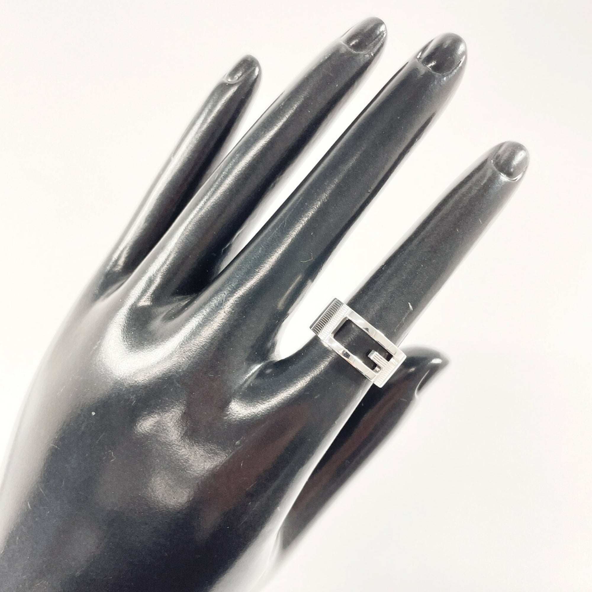 Branded Cutout G Ring Sterling Silver Medium