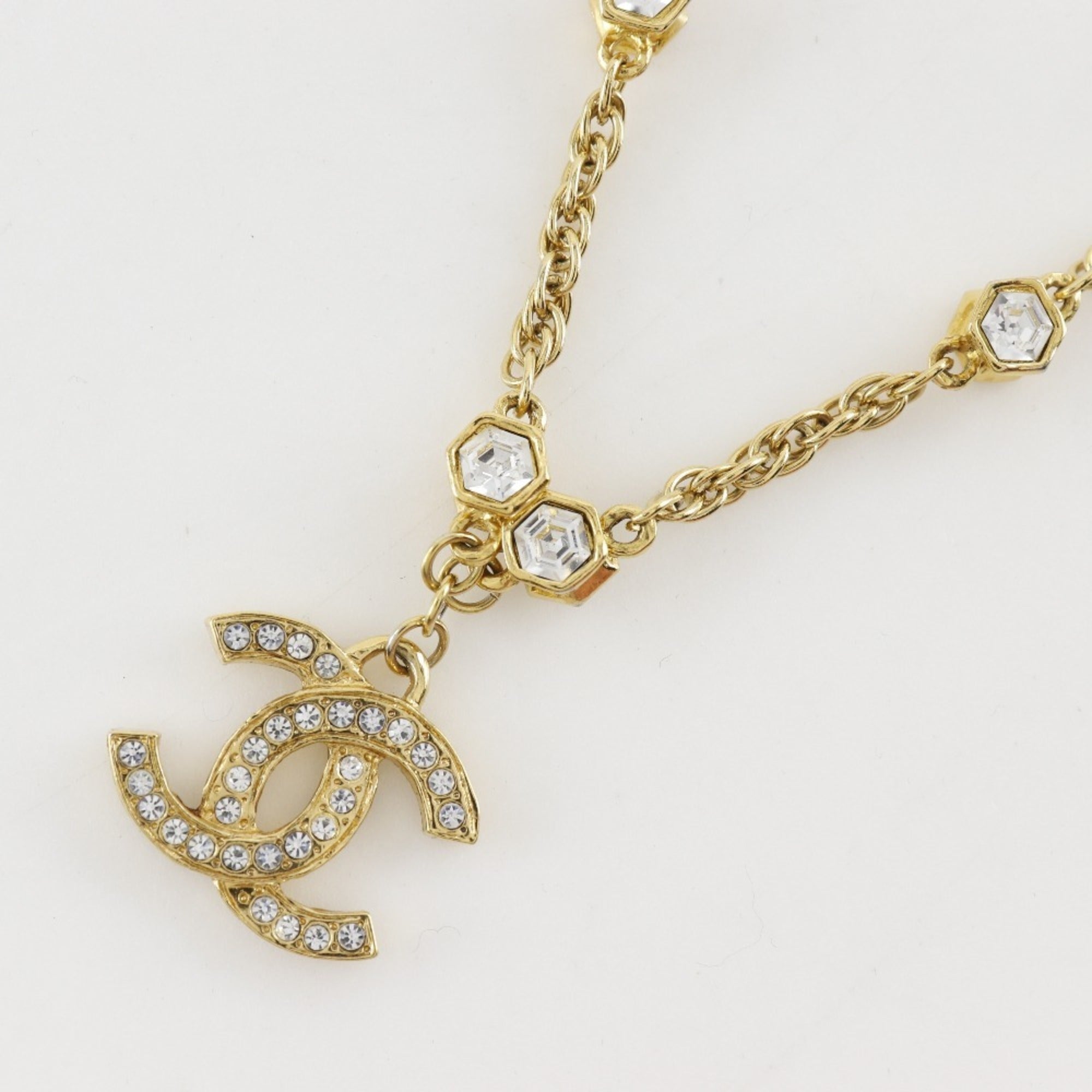 CC Logo Pendant Necklace Gold-Tone Metal