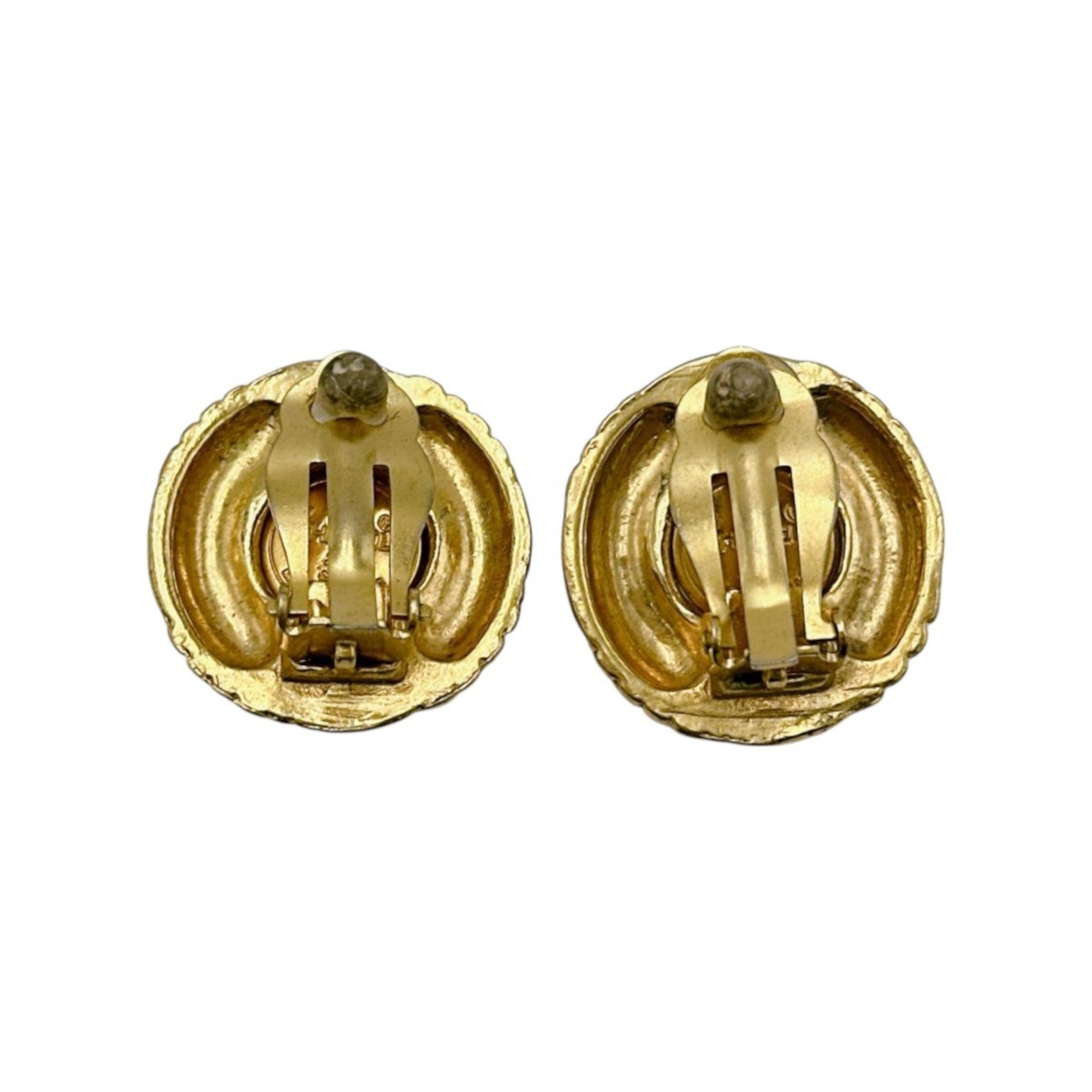 Vintage Clip-On Earrings Pearl Clip-On Gold-Tone Metal