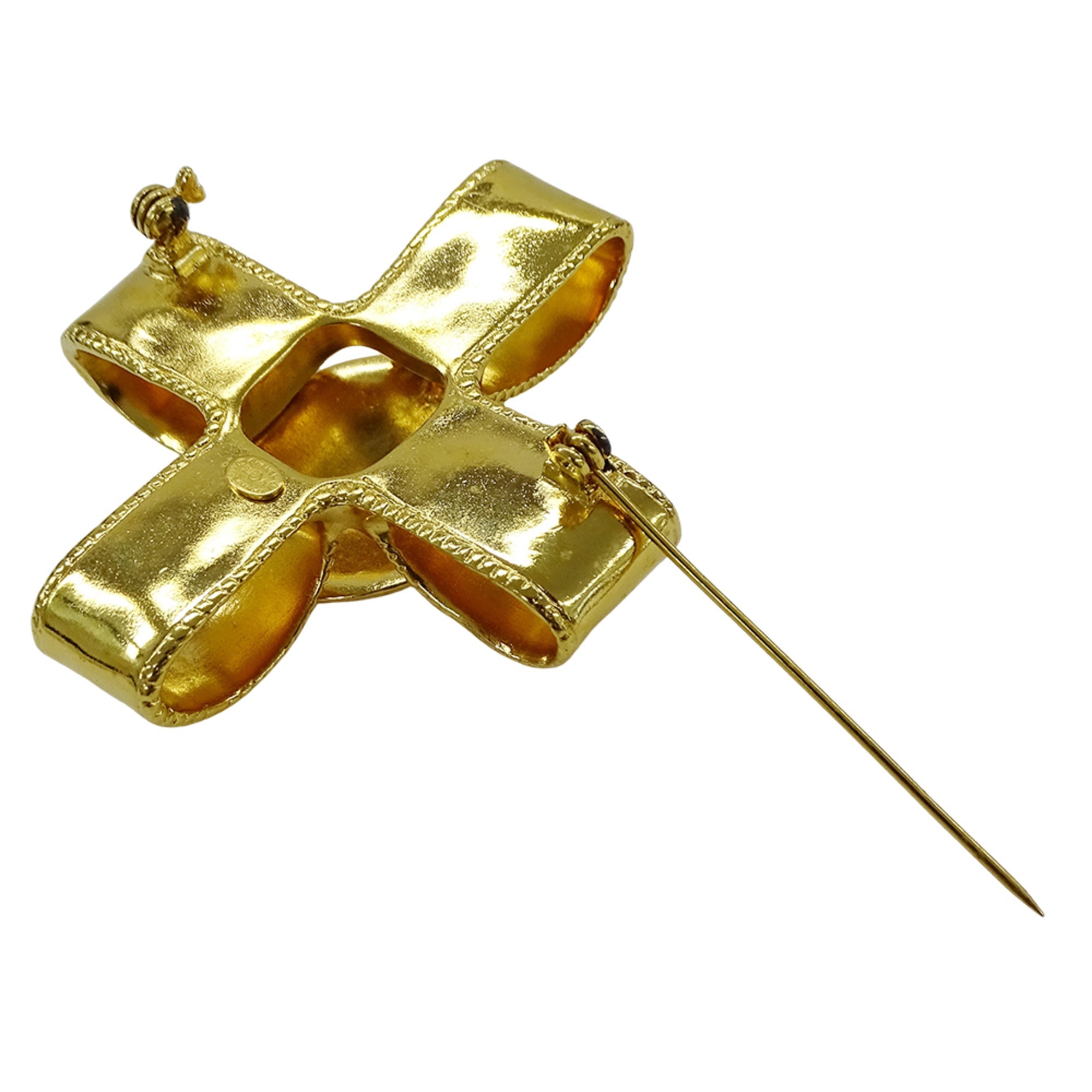 CC Logo Cross Brooch Metal
