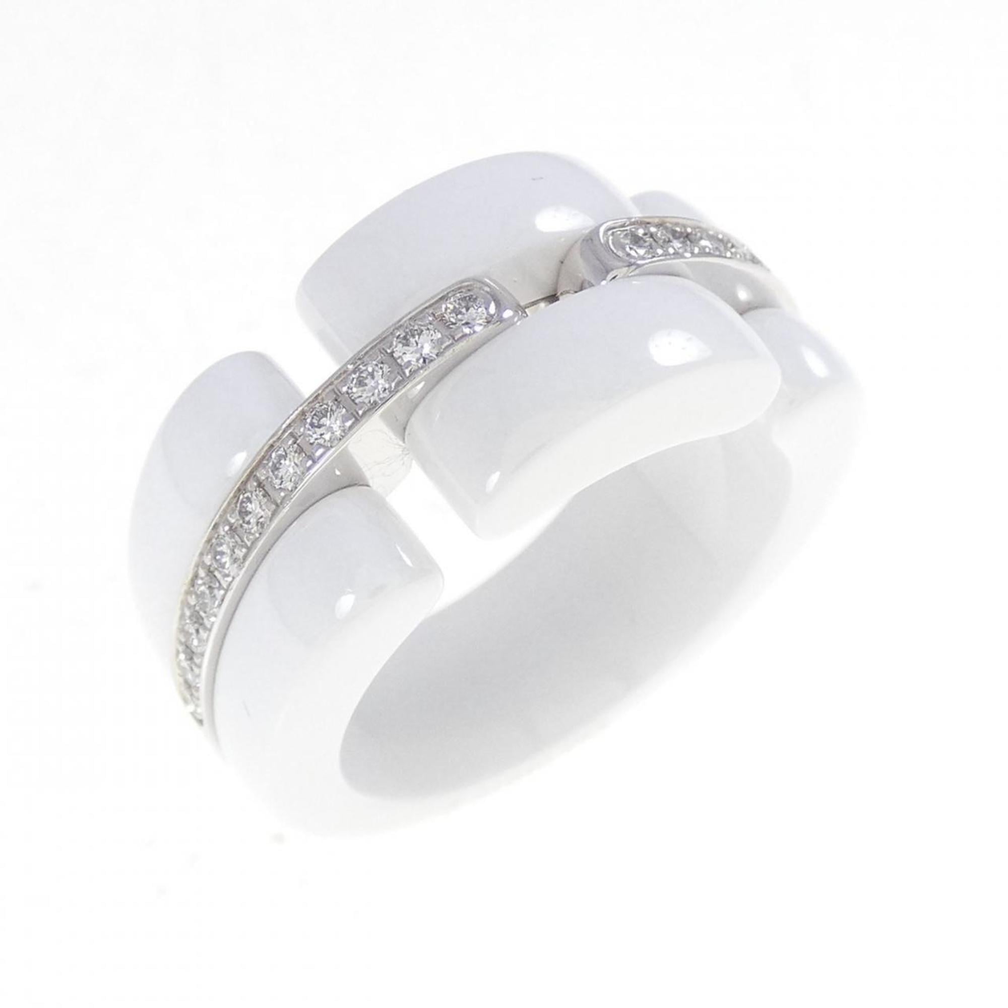 Ring Ceramic and 18K White Gold Large With Diamond