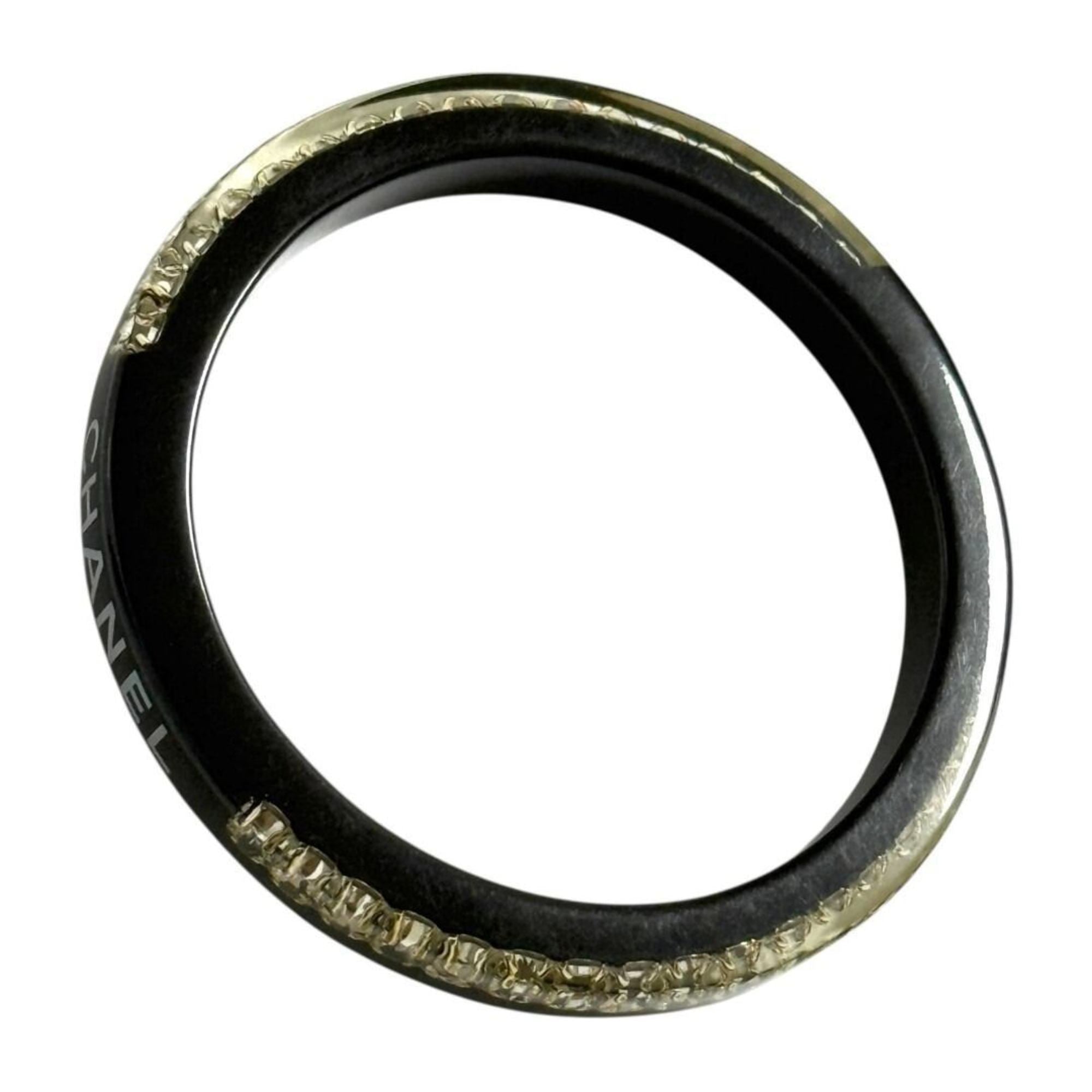 Bangle Bracelet Plastic and Rhinestone Black