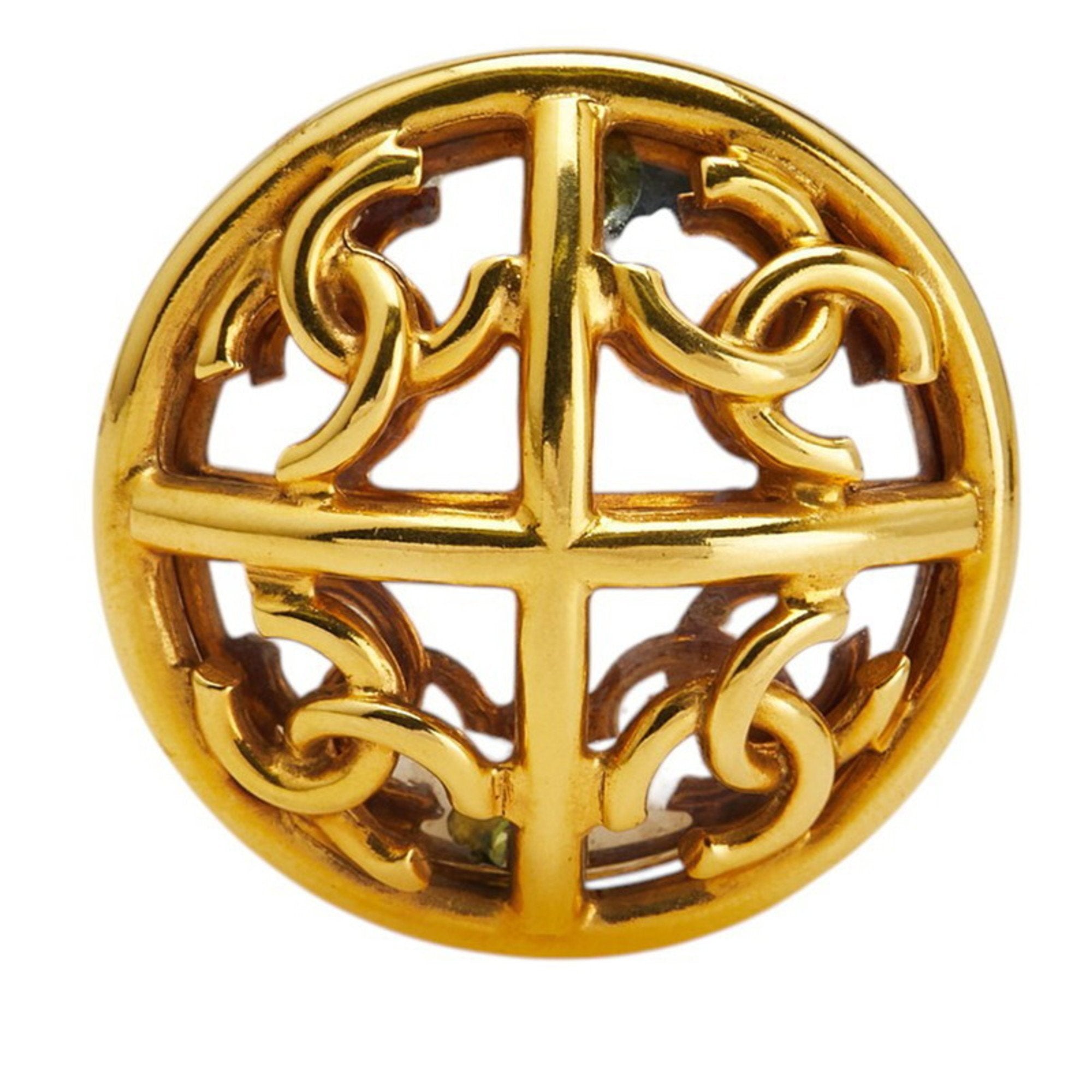 CC Logo Round Brooch Metal