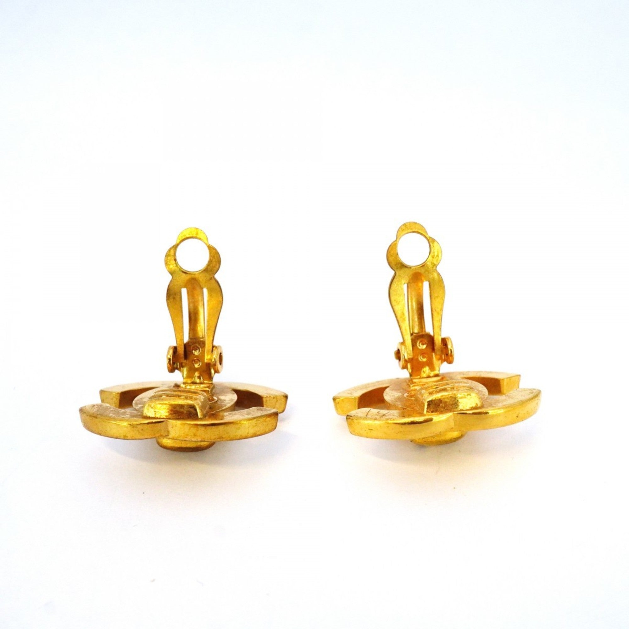 CC Logo Lock Clip-On Earrings Metal Gold-Tone Metal