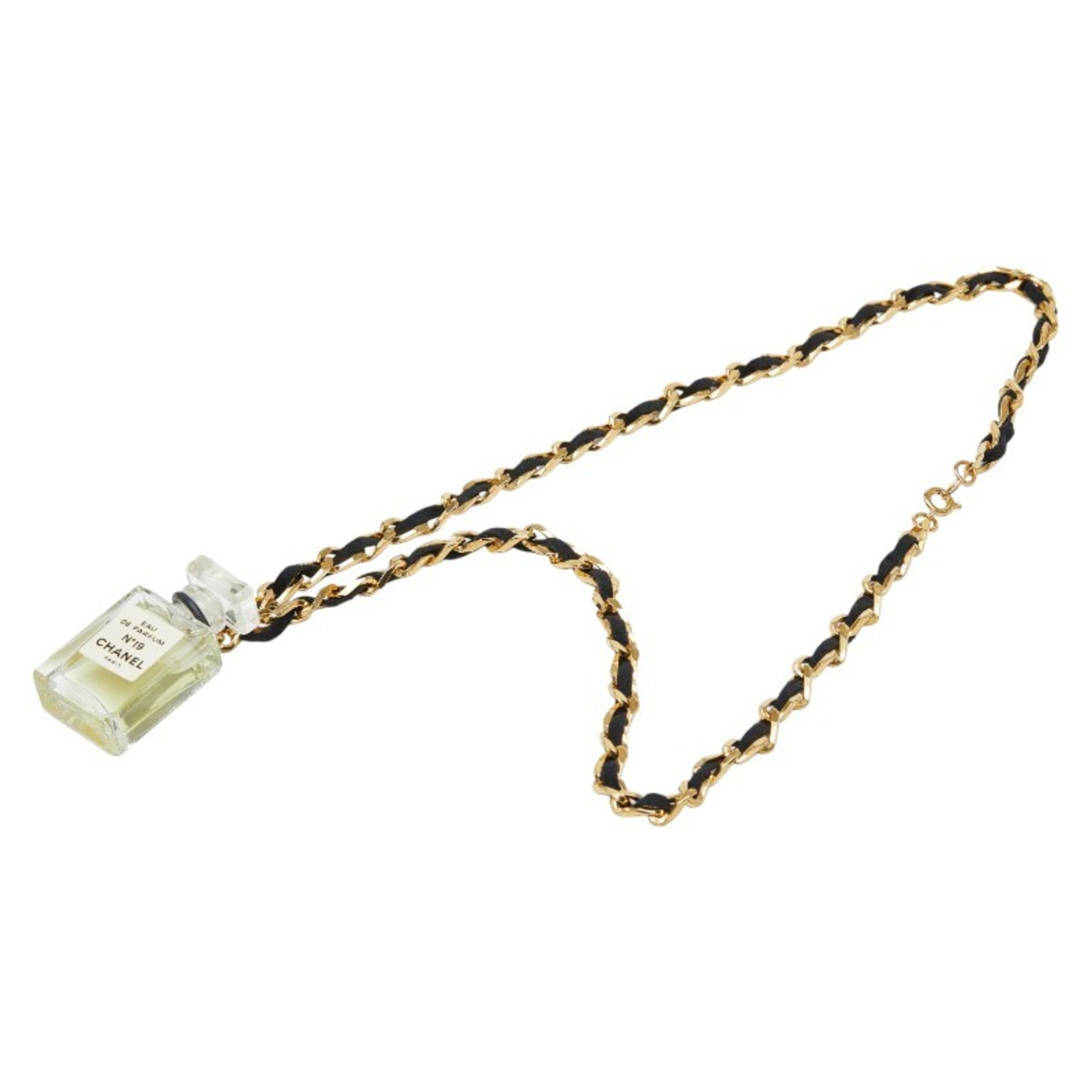 Fragrance Eau de Parfum Pendant Necklace Glass and Leather and Metal