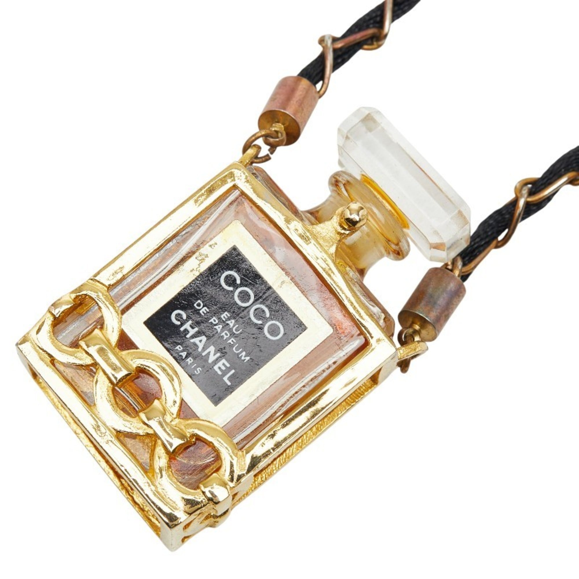 Pendant Necklace Nylon Black and Gold