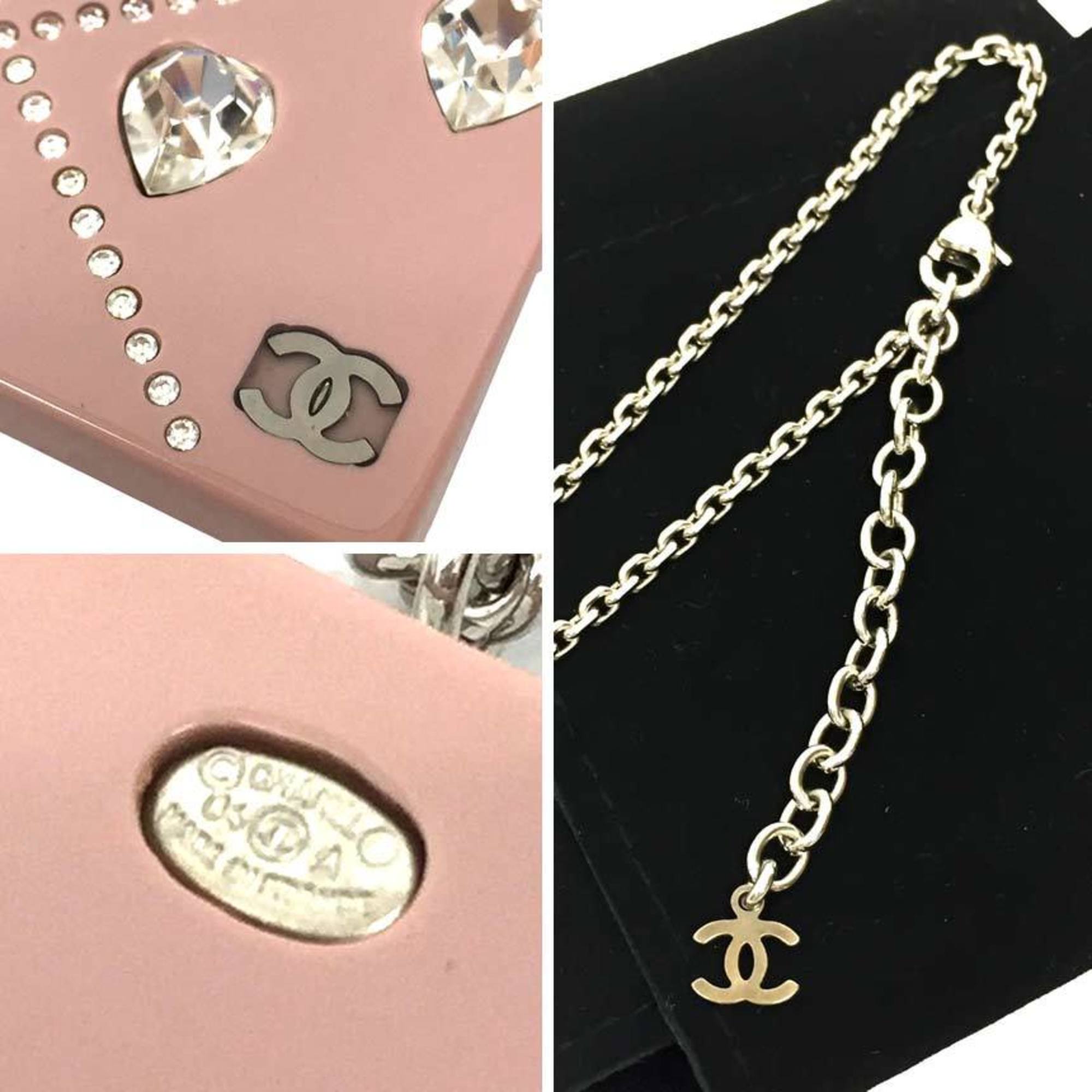 Plate Heart Pendant Necklace Metal and Plastic Pink Gold and Silver