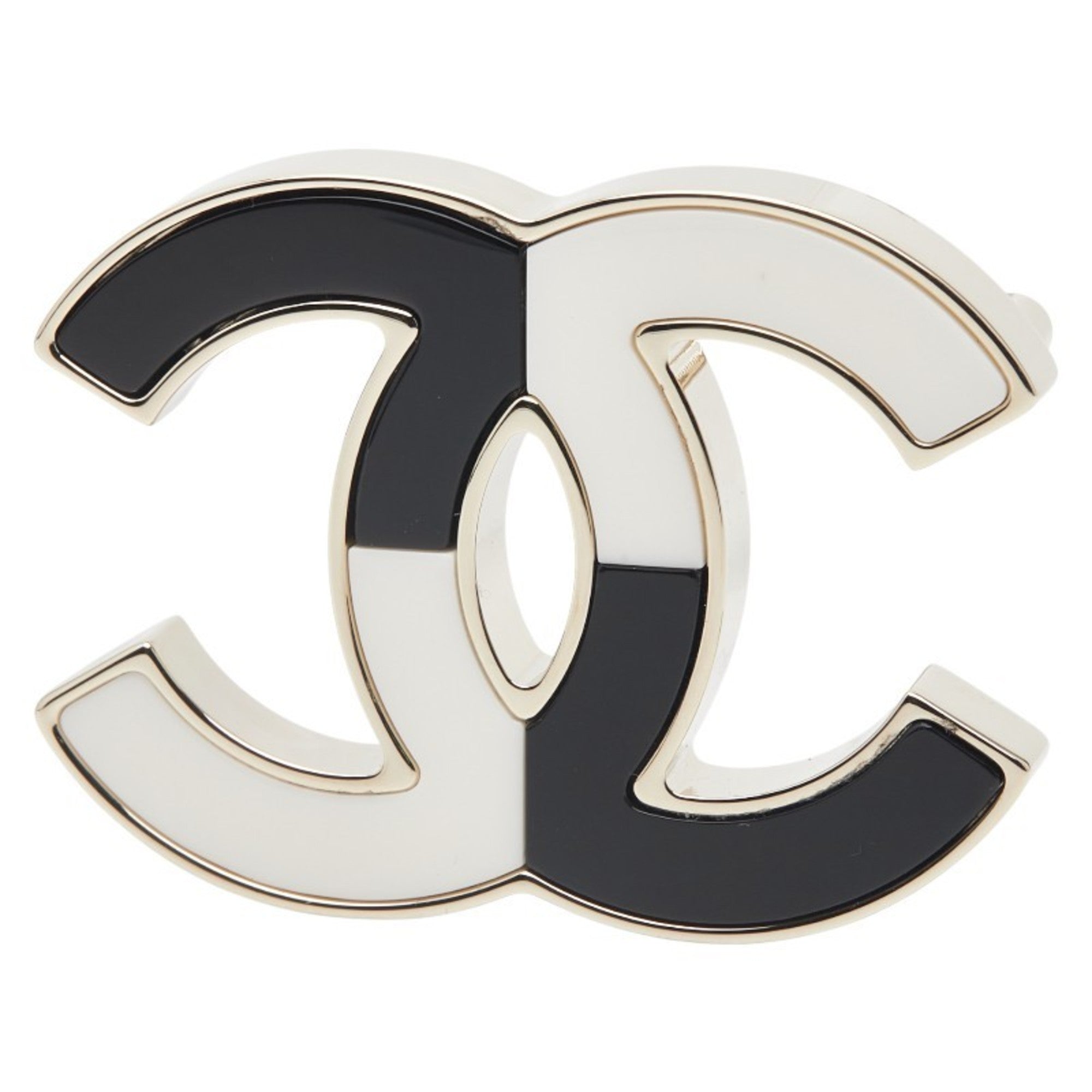 CC Logo Brooch Gold-Tone Metal