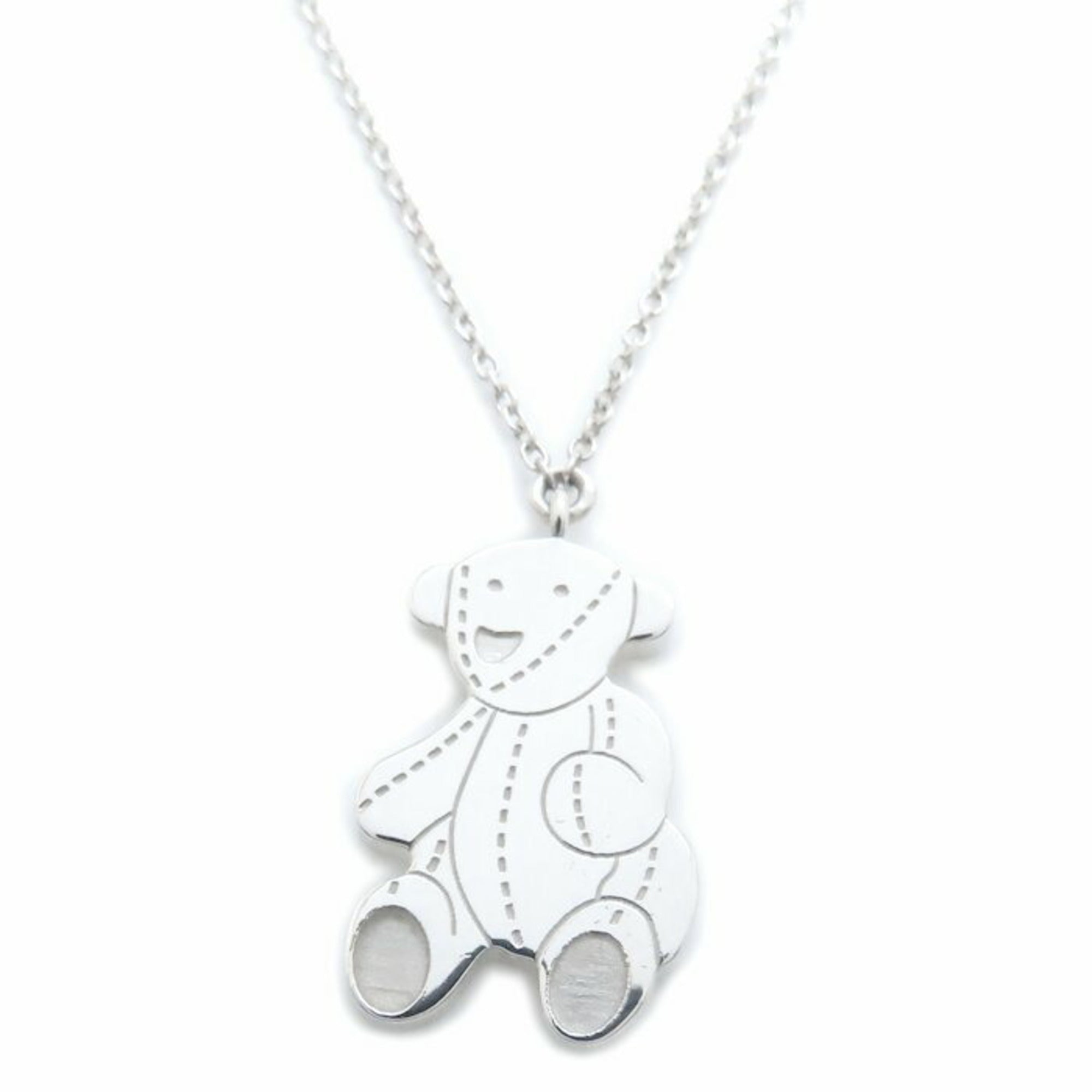 Teddy Bear Pendant Necklace Sterling Silver