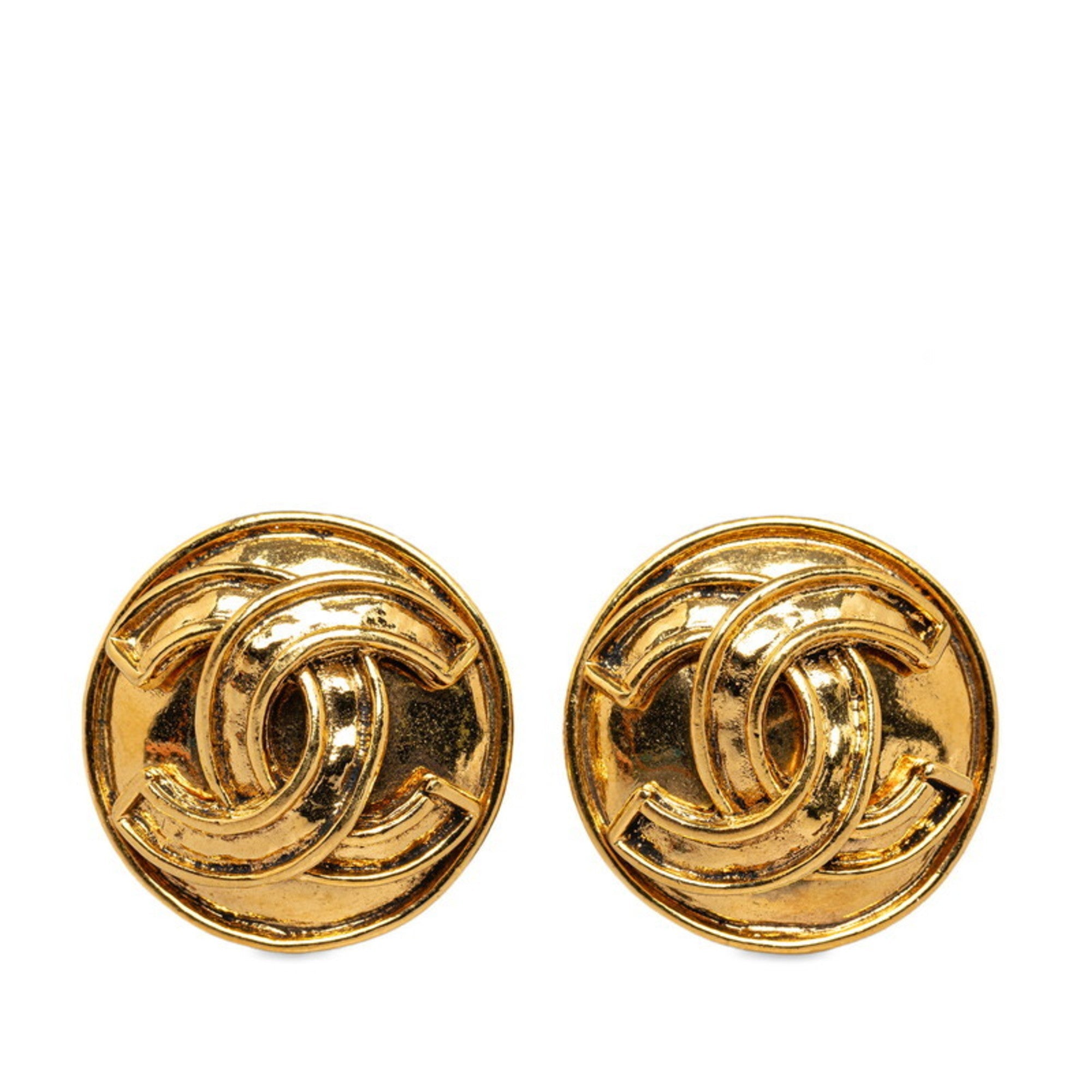 CC Logo Clip-On Earrings Metal Gold-Tone Metal