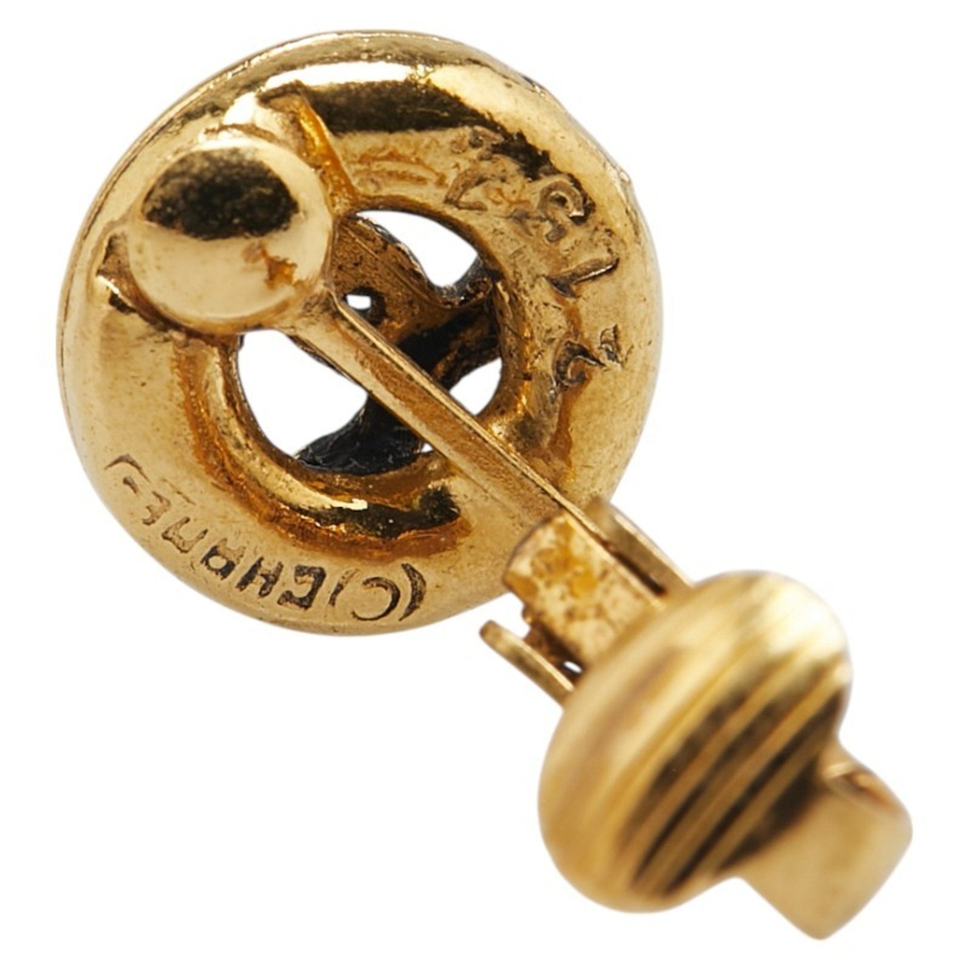 CC Logo Round Clip-On Earrings Metal Gold-Tone Metal
