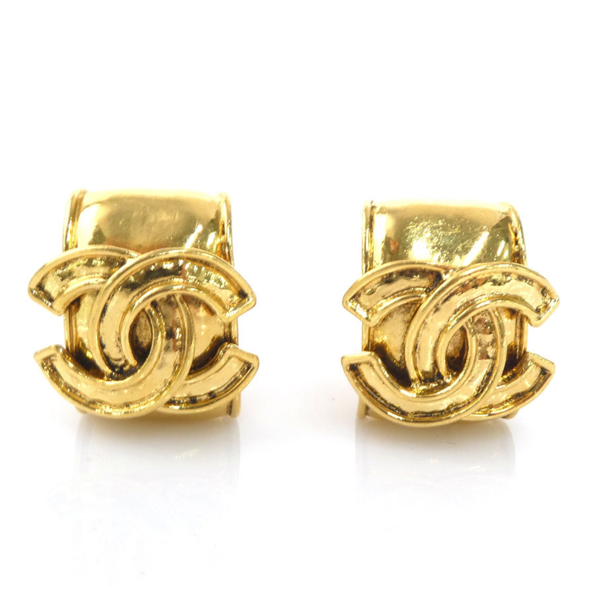 CC Logo Clip-On Earrings Gold-Tone Metal Gold-Tone Metal