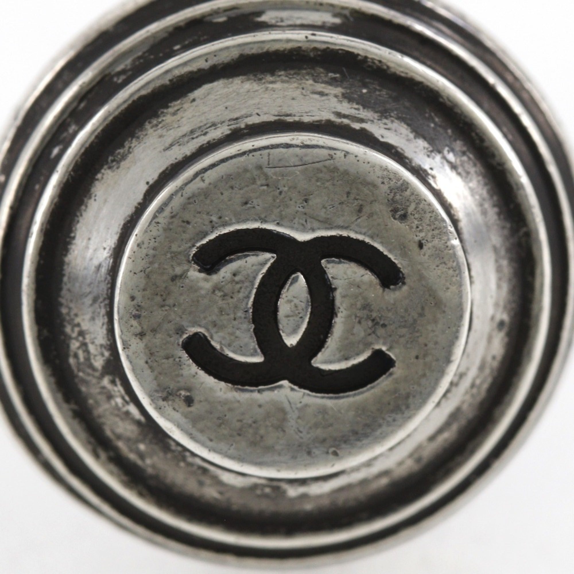 CC Logo Clip-On Earrings Sterling Silver Silver-Tone Metal
