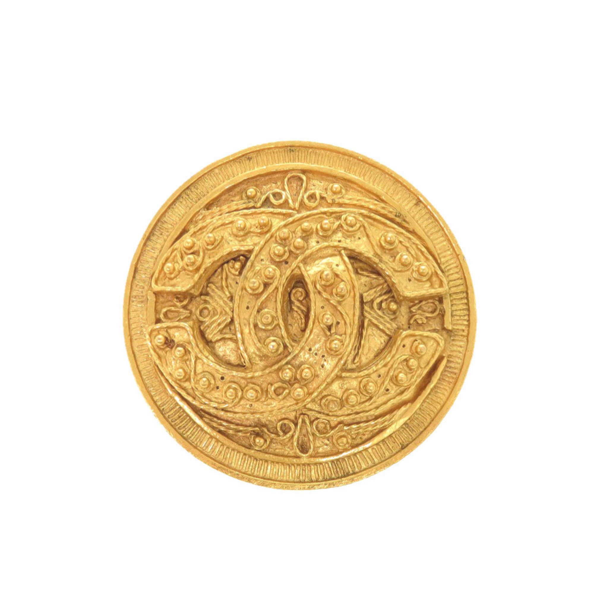 CC Logo Brooch Gold-Tone Metal