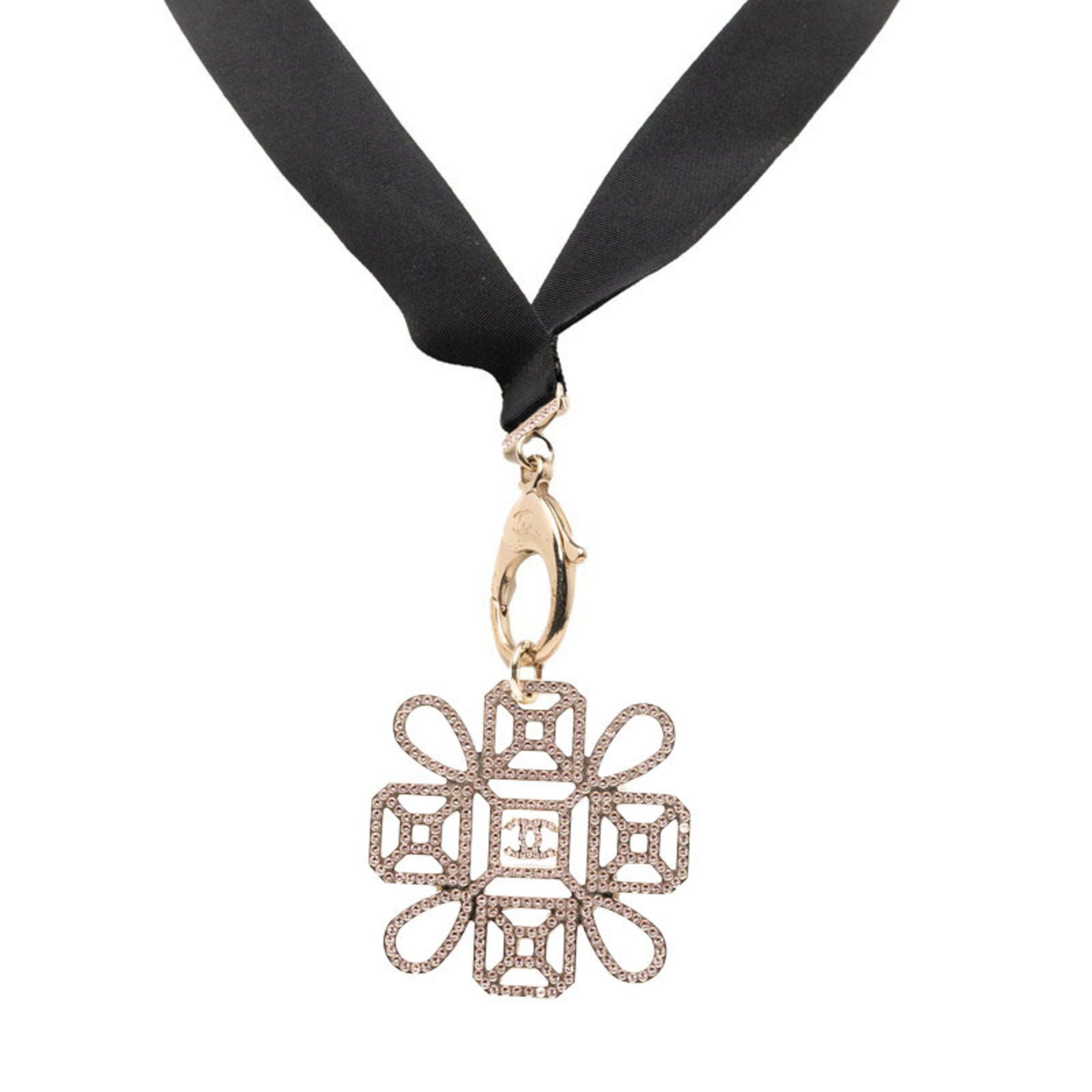 CC Logo Pendant Necklace Gold-Tone Metal