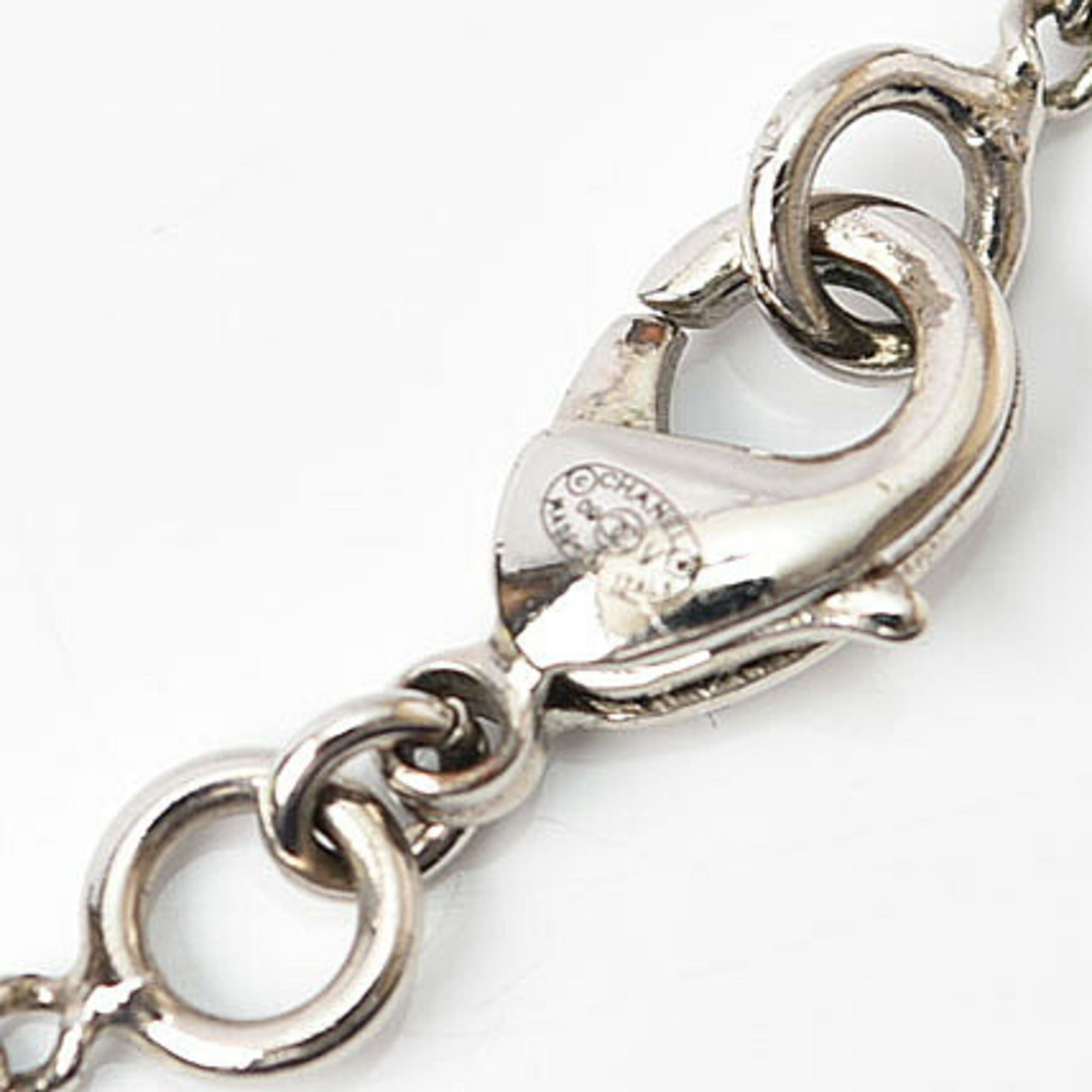 CC Logo Pendant Necklace Silver-Tone Metal