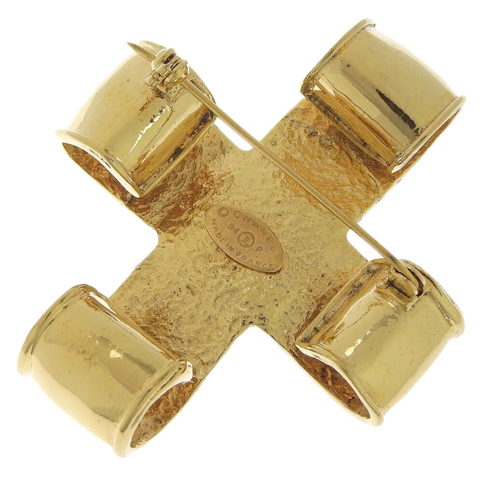CC Logo Cross Brooch Metal
