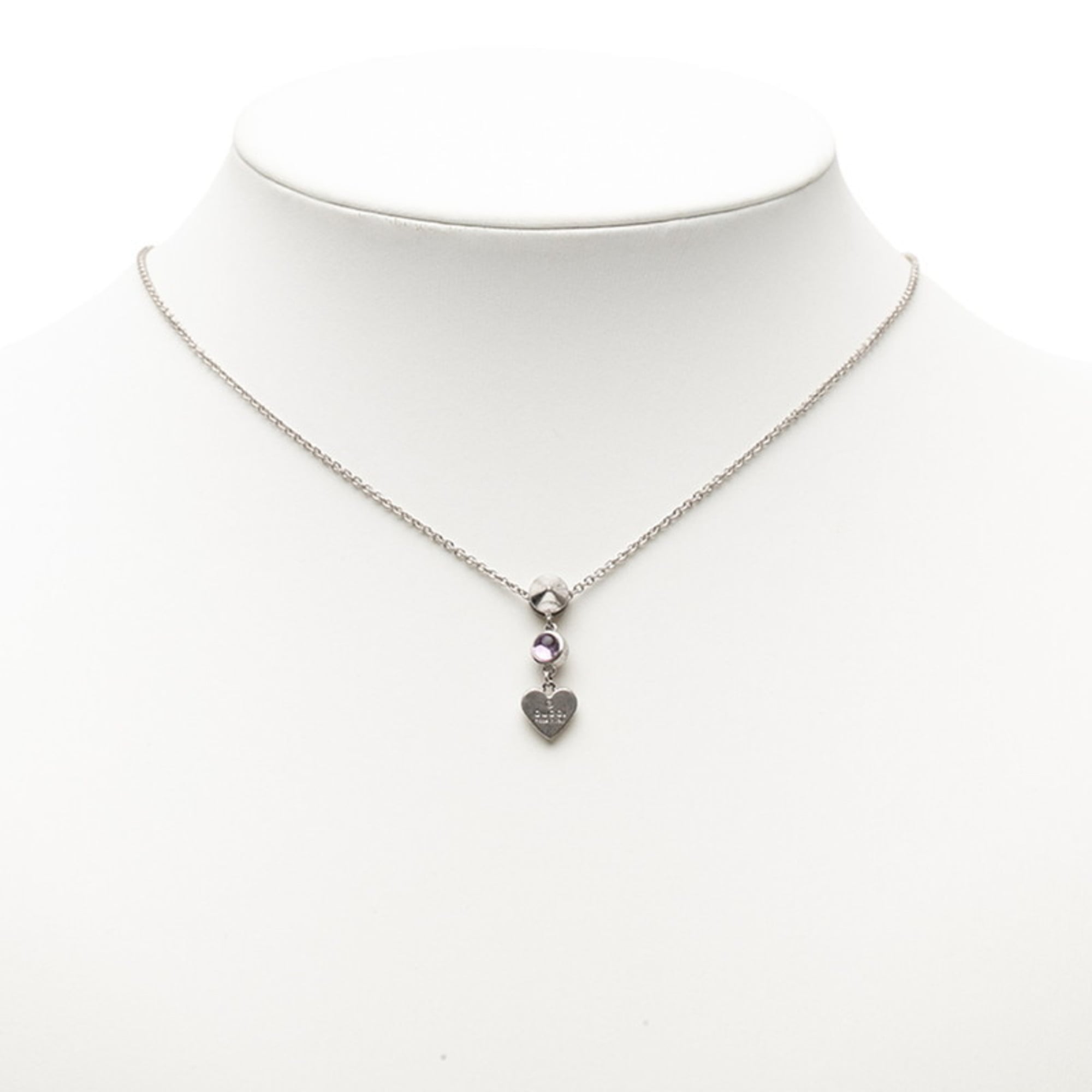 Heart Stud Pendant Necklace Sterling Silver