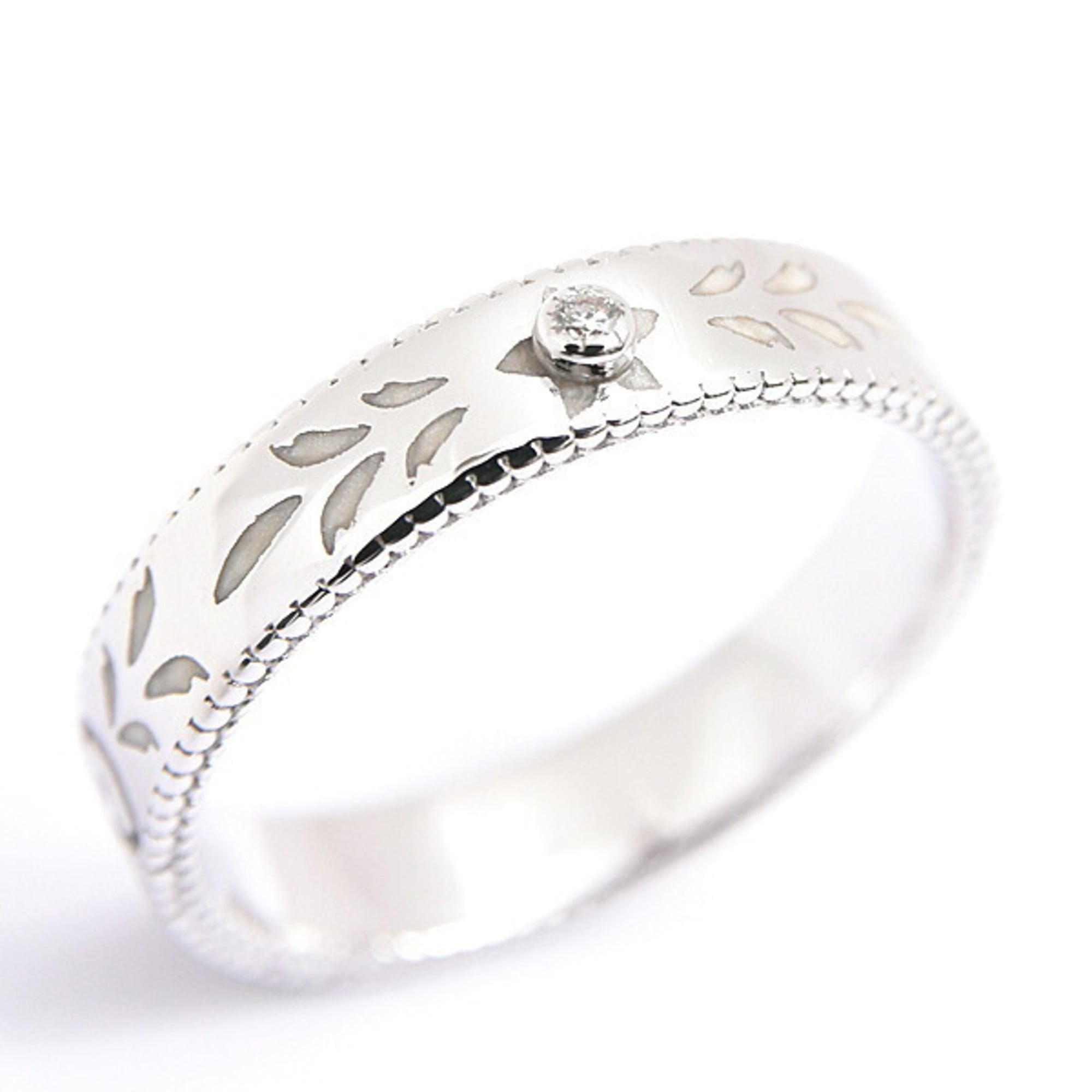 Band Ring Enamel and 18K White Gold With Diamond