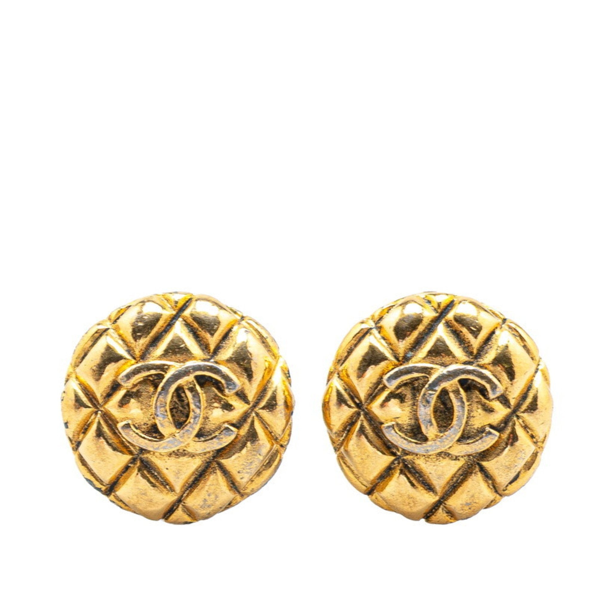 CC Logo Clip-On Earrings Metal Gold-Tone Metal