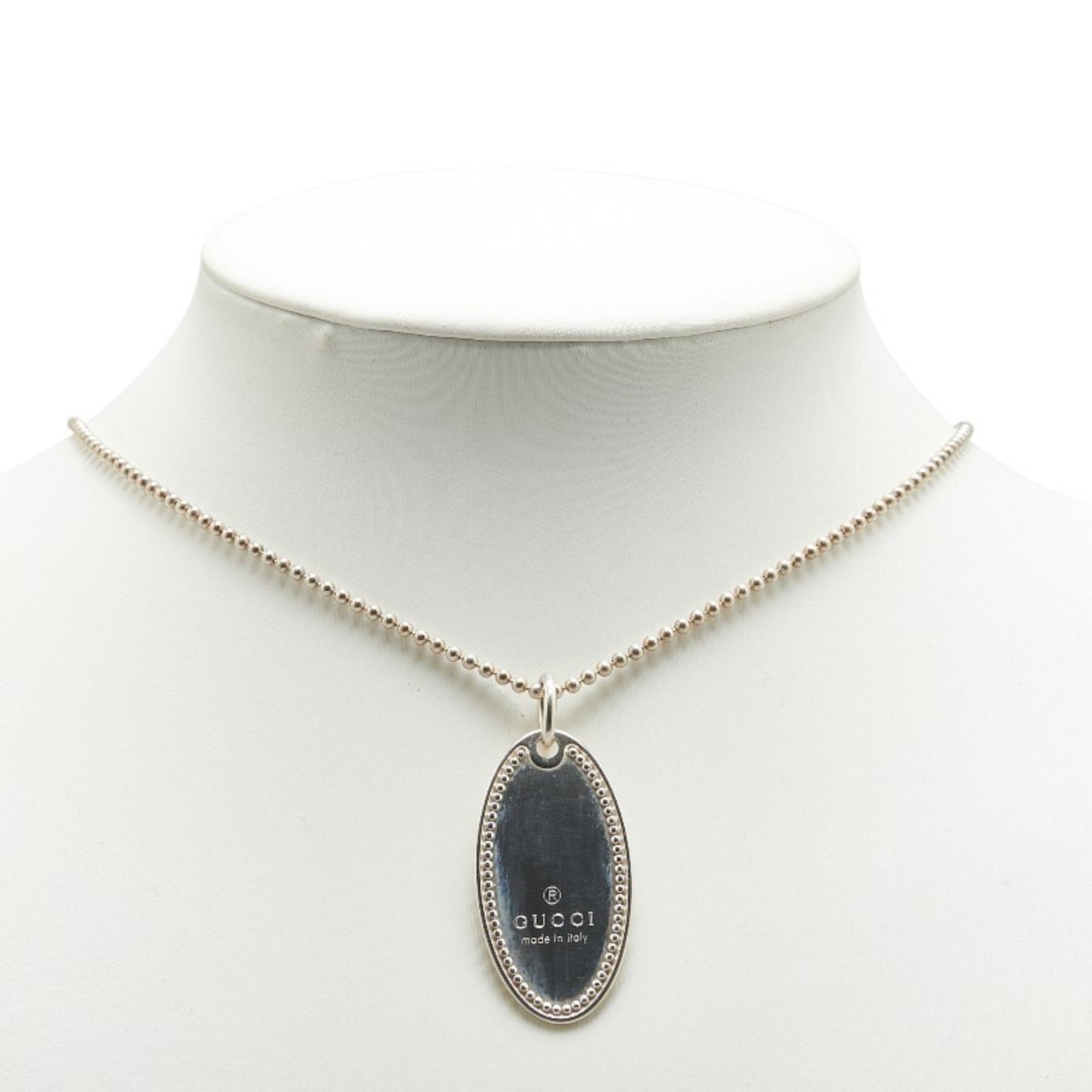 Oval Plate Pendant Necklace Sterling Silver Ball Chain