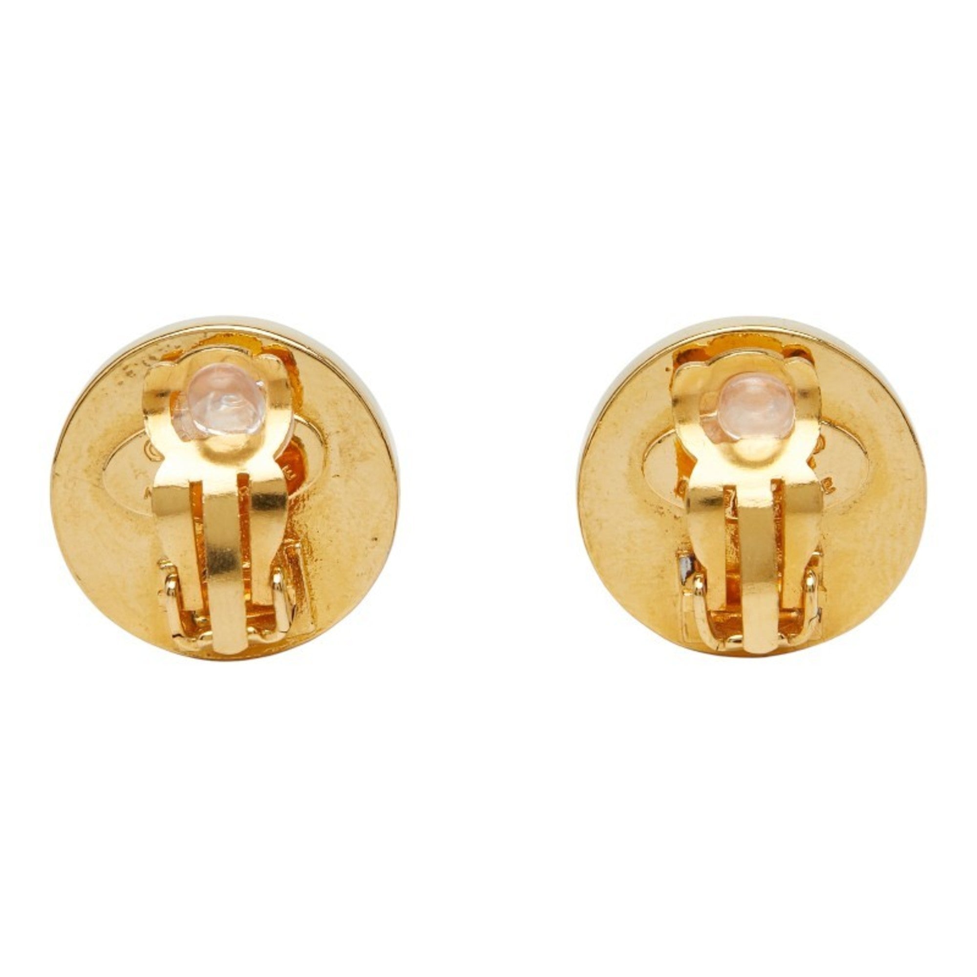 CC Logo Round Clip-On Earrings Gold-Tone Metal