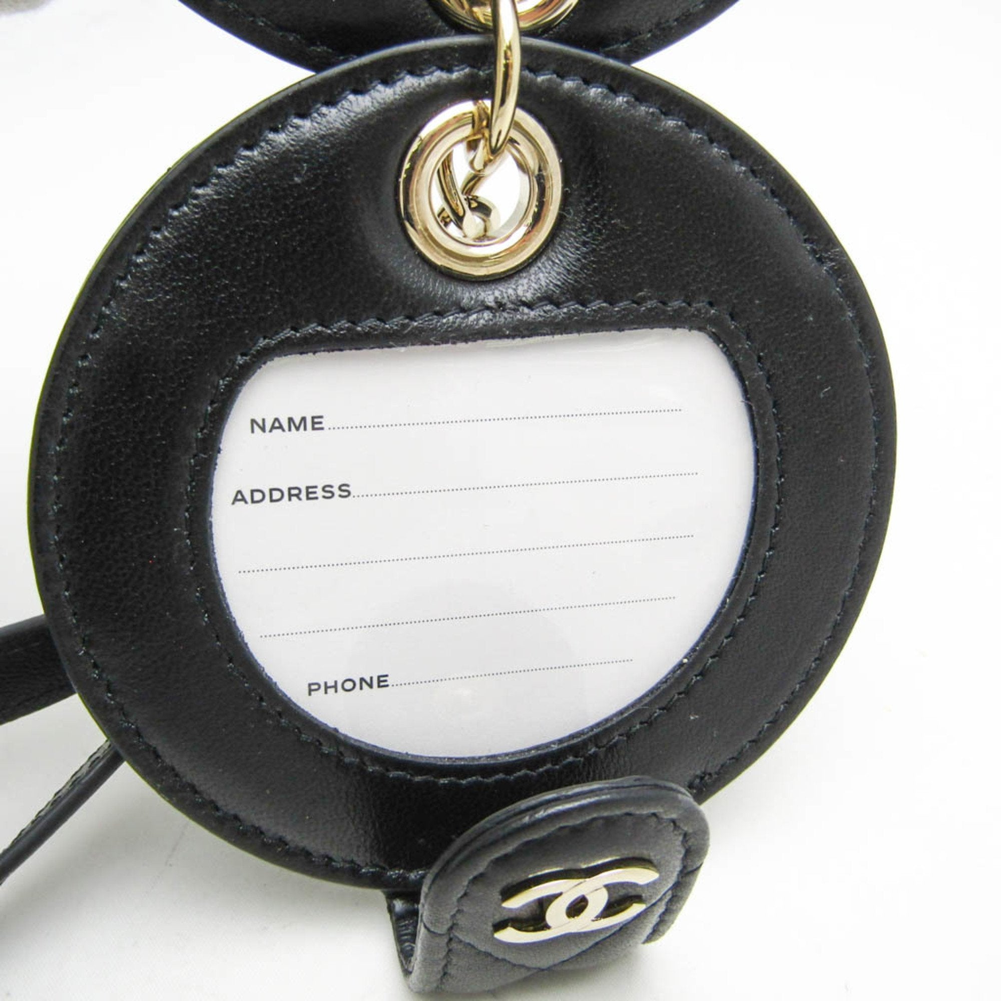 Matelasse Charm Leather Black Handbag Charm