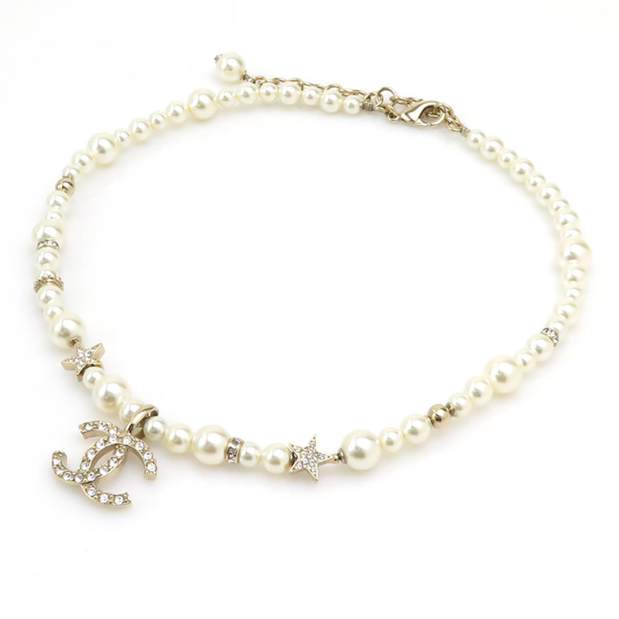 CC Logo Star Pendant Necklace Gold-Tone Metal