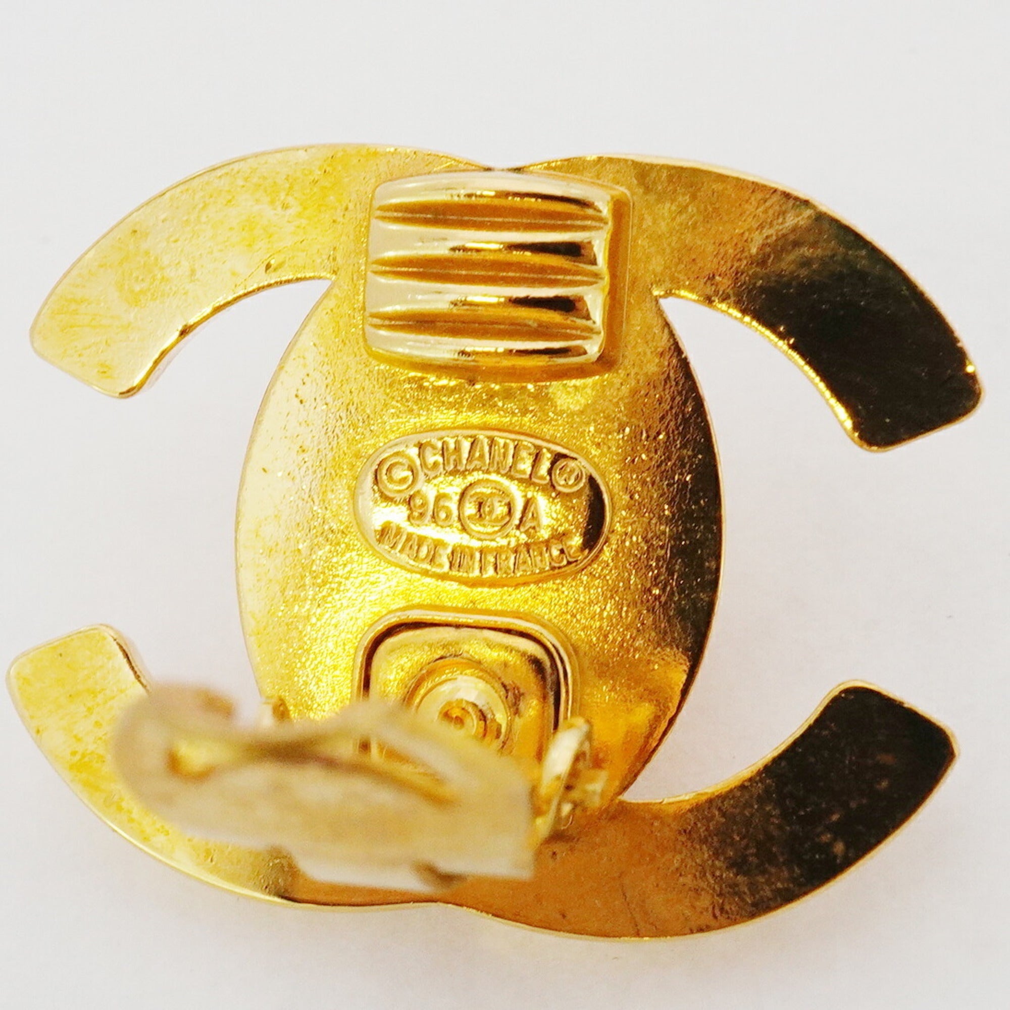 CC Logo Lock Clip-On Earrings Metal Gold-Tone Metal