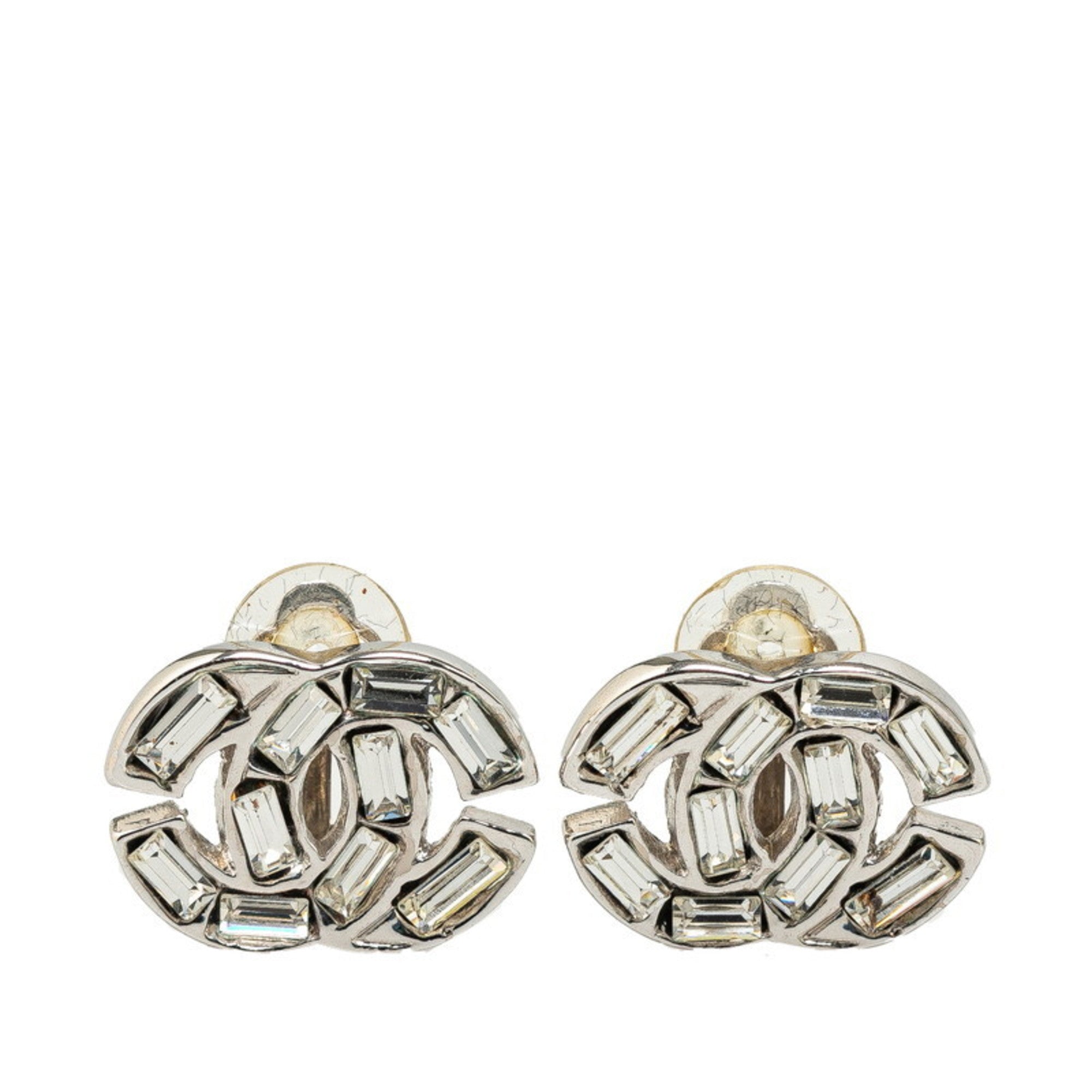 CC Logo Clip-On Earrings Metal Silver-Tone Metal