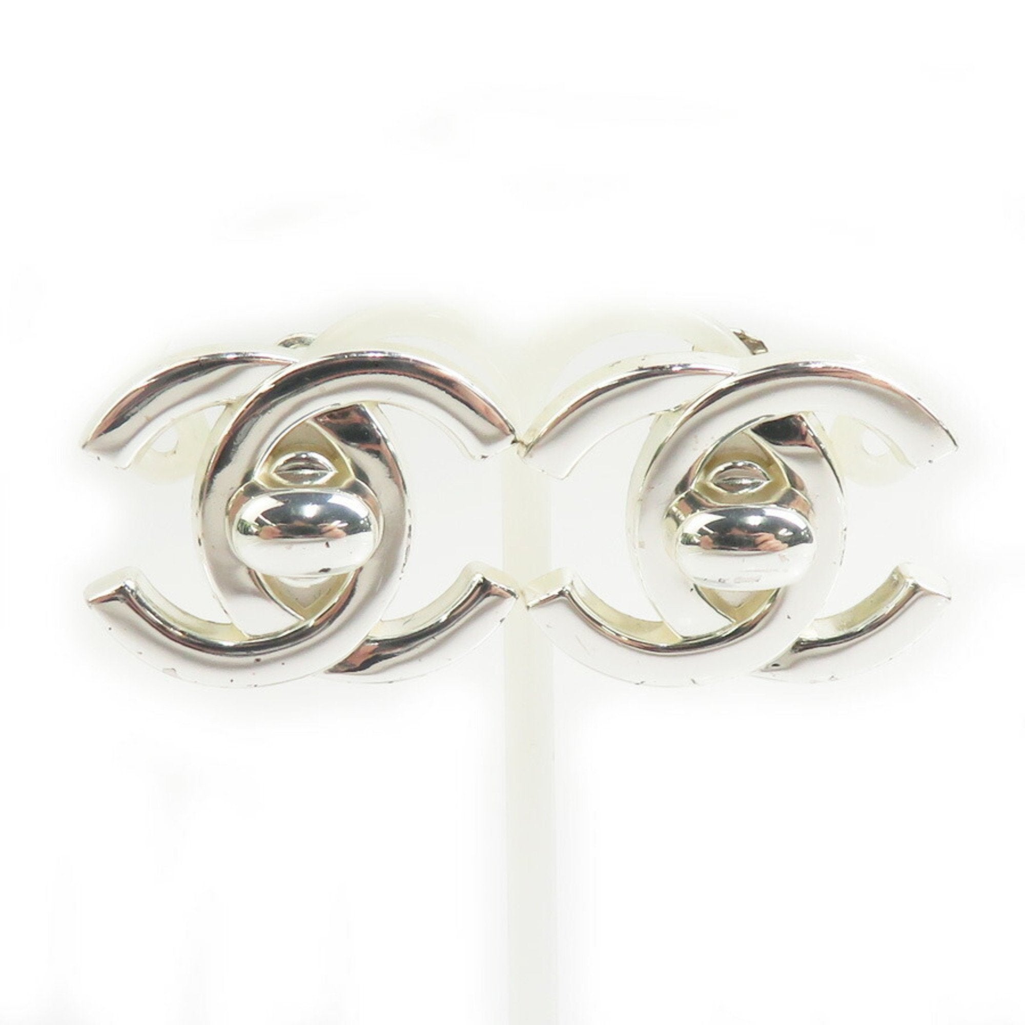 CC Logo Clip-On Earrings Silver-Tone Metal Silver-Tone Metal