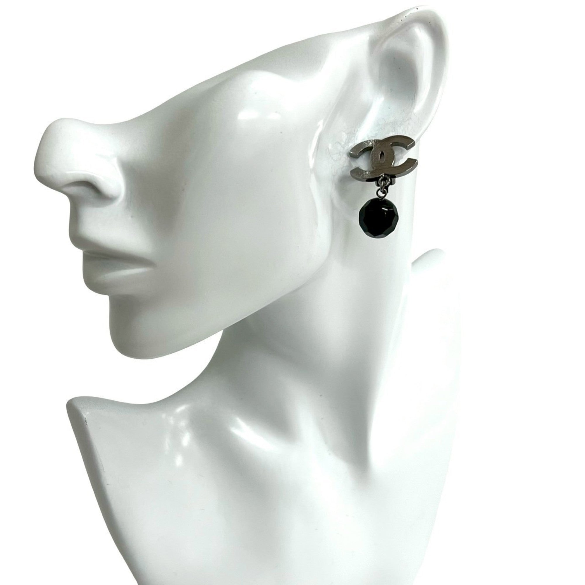 CC Logo Clip-On Earrings Sterling Silver Silver-Tone Metal